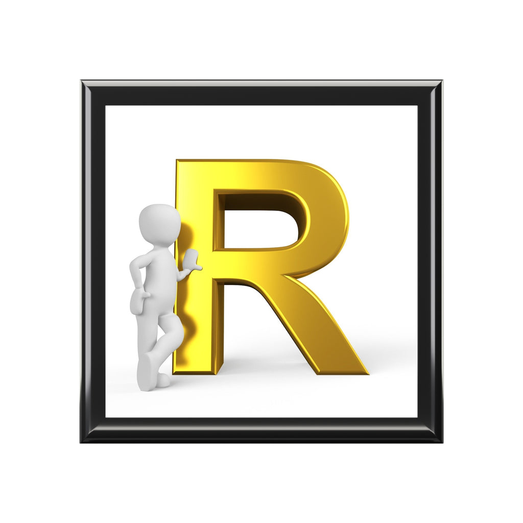 Gold Letter R Monogram Jewelry Box | Personalized Initial Keepsake