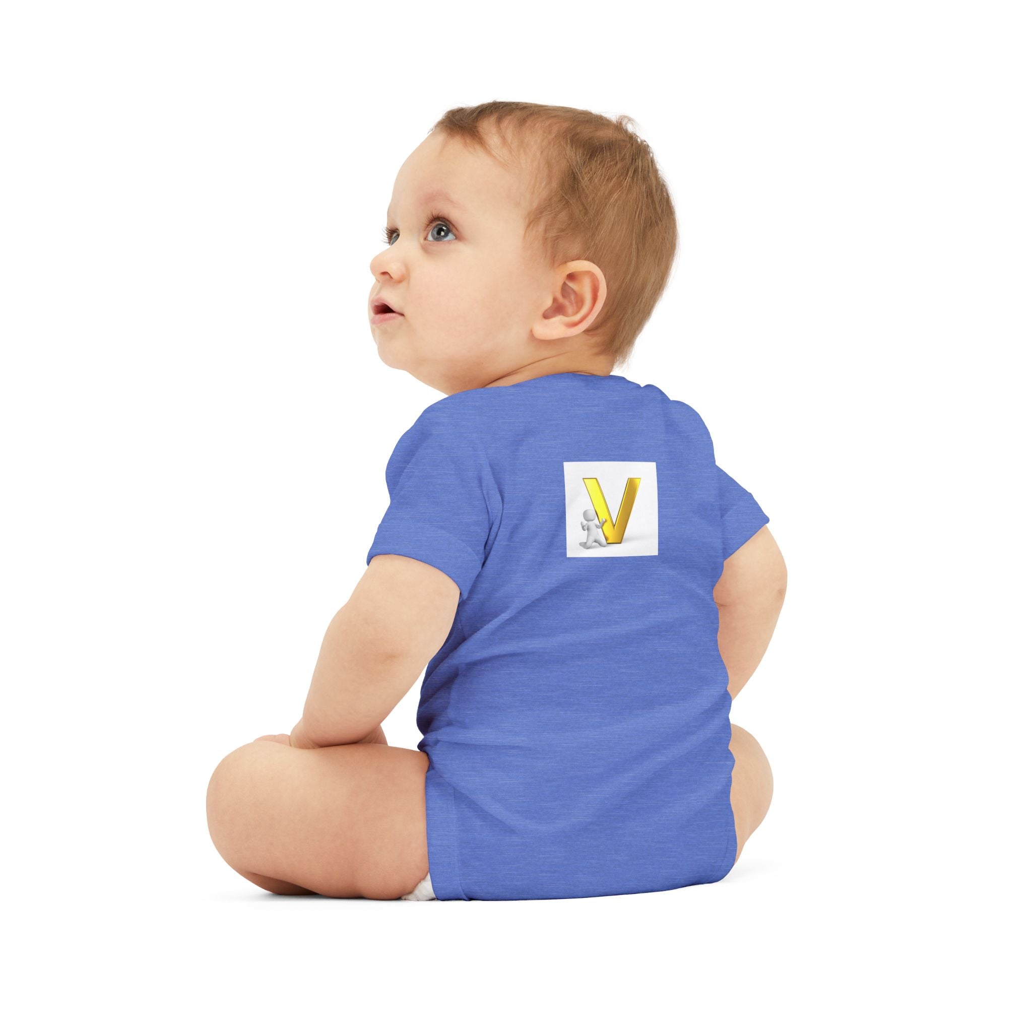 Gold Letter V Baby Bodysuit | Cute Bunny Initial Onesie