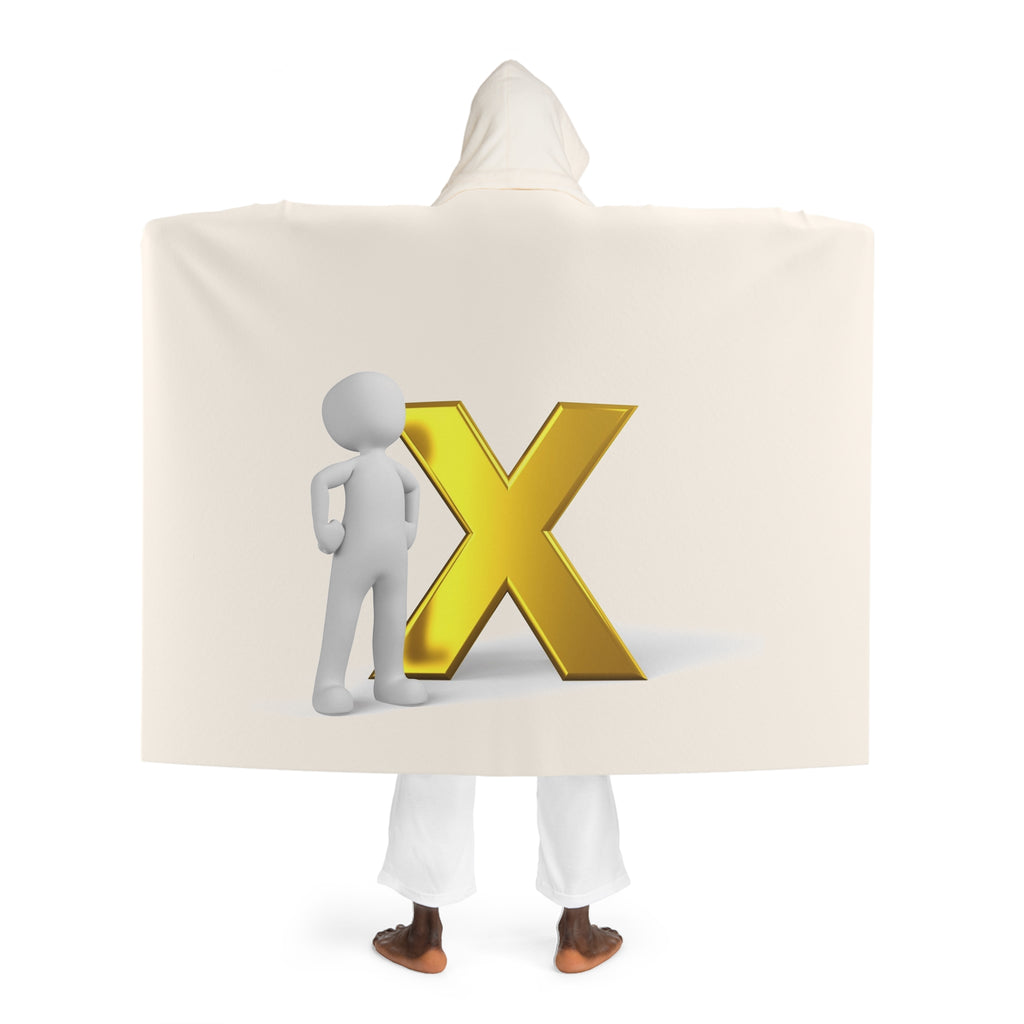 Gold Letter X With figure Cozy Hooded Sherpa Blanket | Fleece Throw with Hood