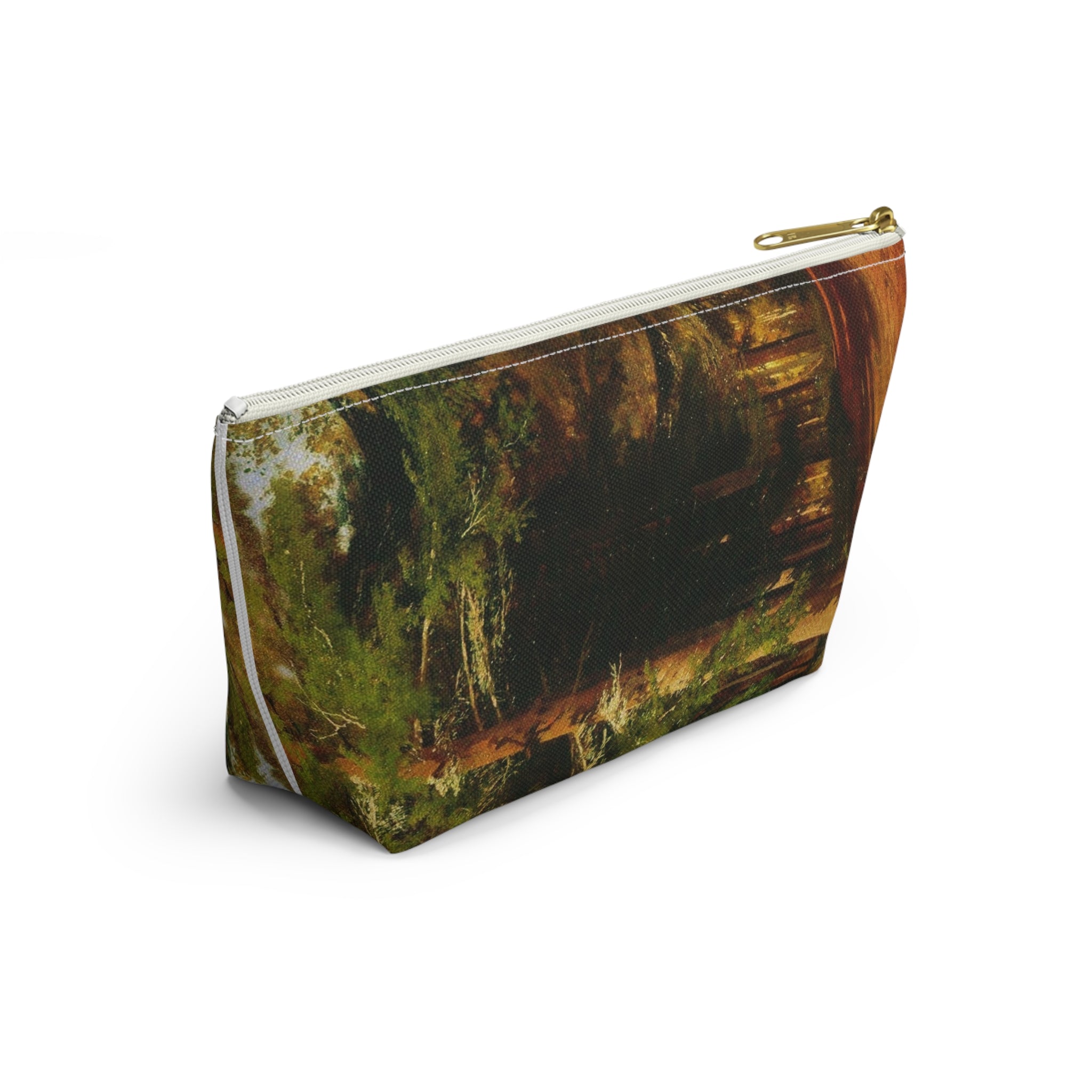 Forest Path Accessory Pouch | T-Bottom Cosmetic Bag, Woodland Nature Print