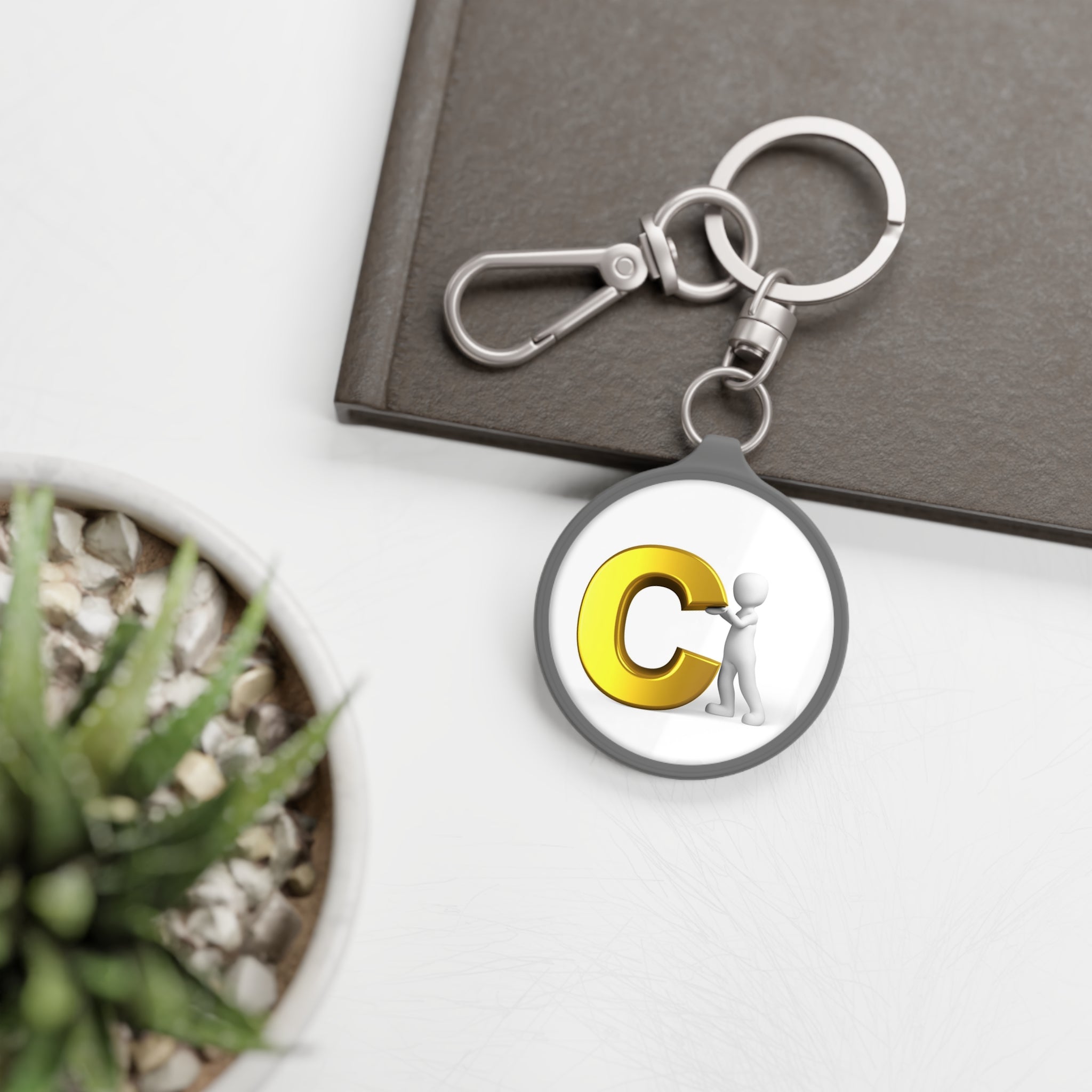 Gold Letter C Initial Keyring | Monogram Initial Keychain