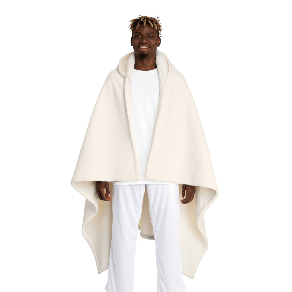 Gold Letter V With Figure Cozy Hooded Sherpa Fleece Blanket | Oversized Wearable Throw Cream Hooded Blanket