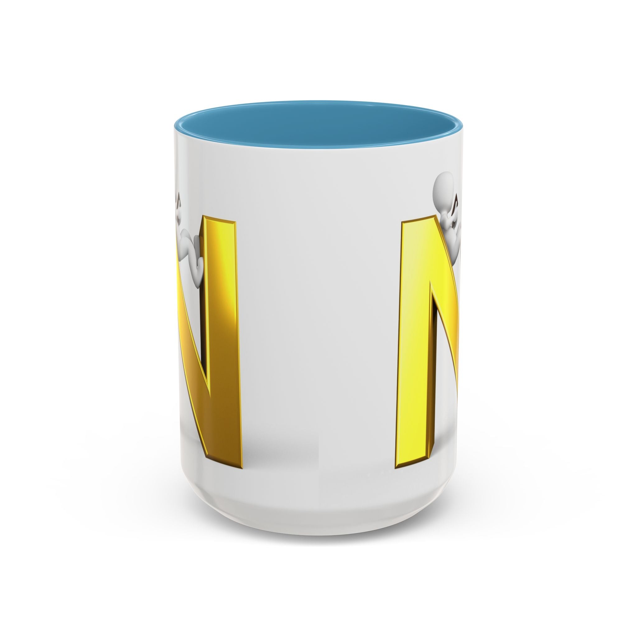 Mug monogramme lettre N dorée | Mug à anse colorée