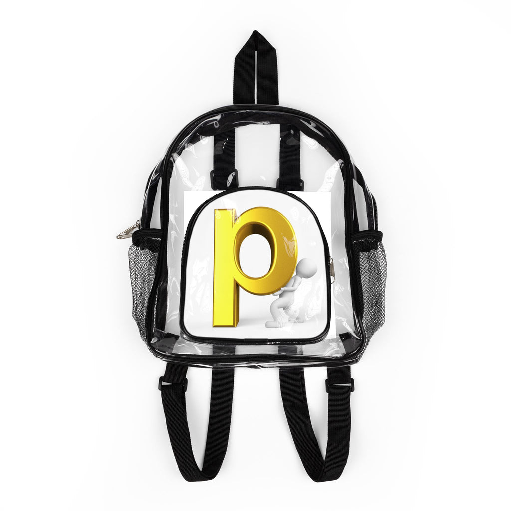 Yellow 3D Letter P Clear Stadium Backpack | Transparent School Bag
