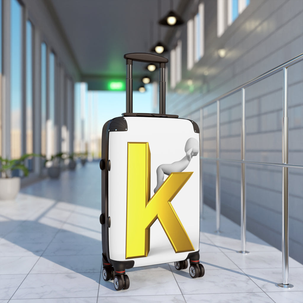 Gold Letter K Monogram Suitcase | Personalized Initial Luggage Cover