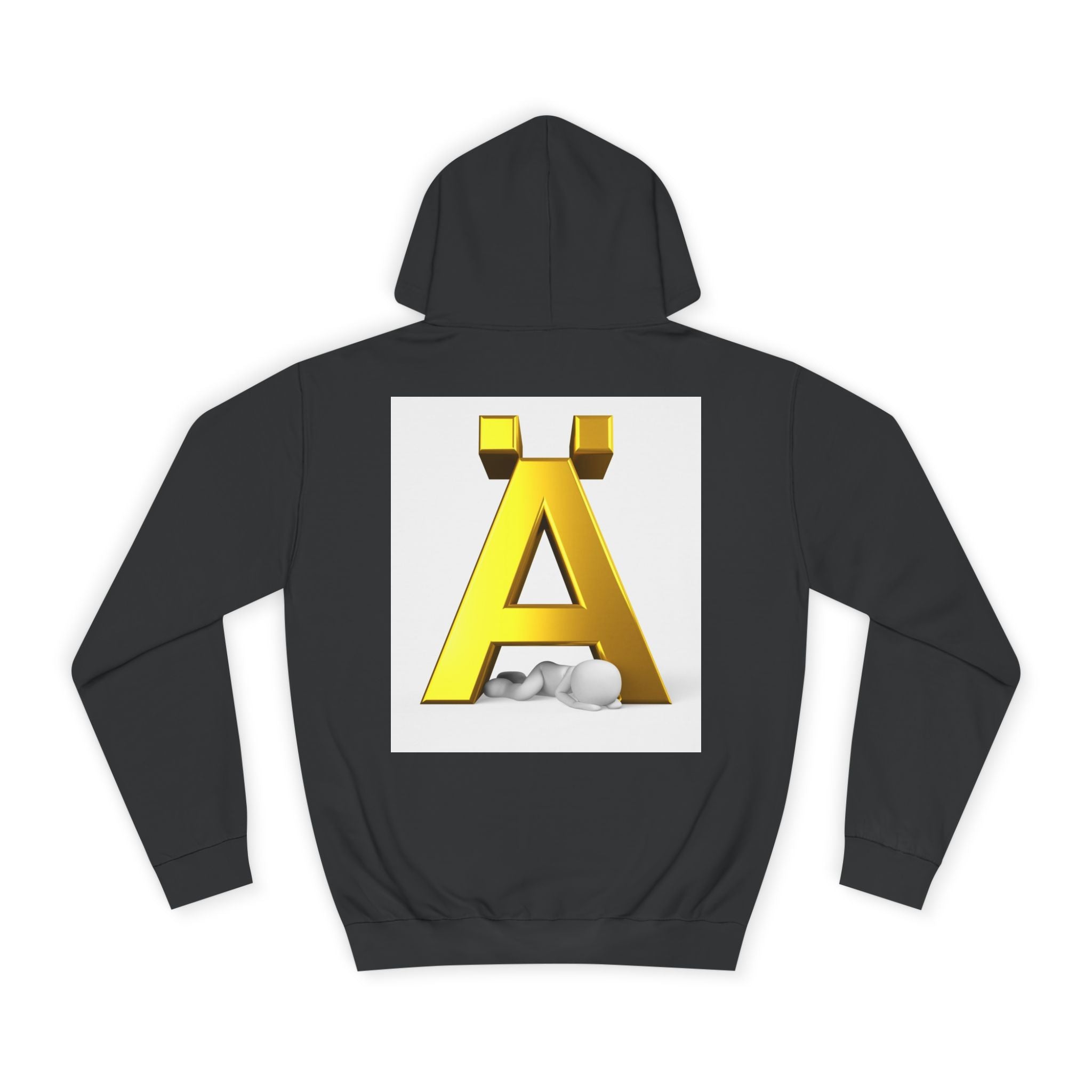 Gold Letter Ä Hoodie | 3D Metallic A with Rocks