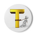 T Letter Tugging Figure Ceramic Coaster | Monogram Initial Drink Mat
