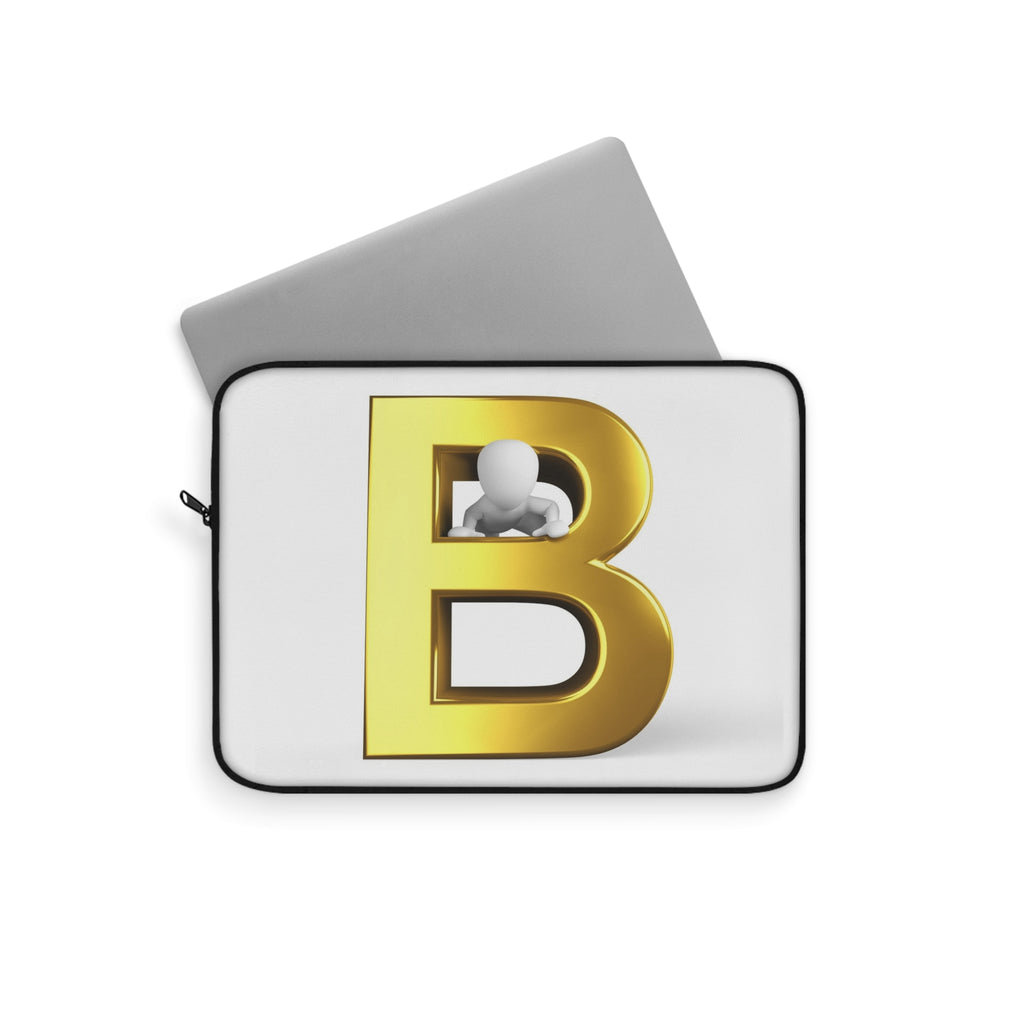 Gold Letter B Initial Laptop Sleeve | Monogram Alphabet Case