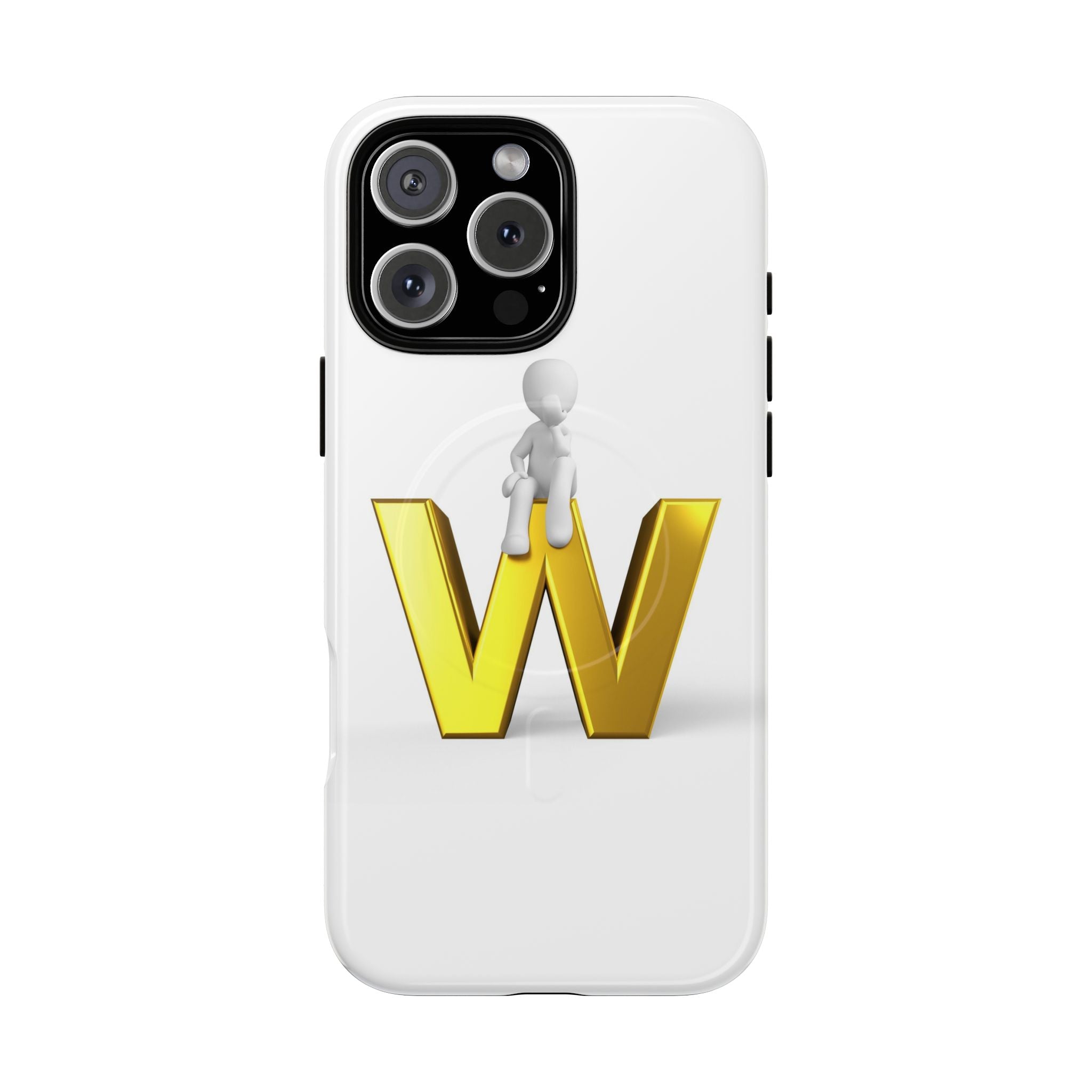 Coque de téléphone magnétique robuste avec figurine 3D sur fond doré