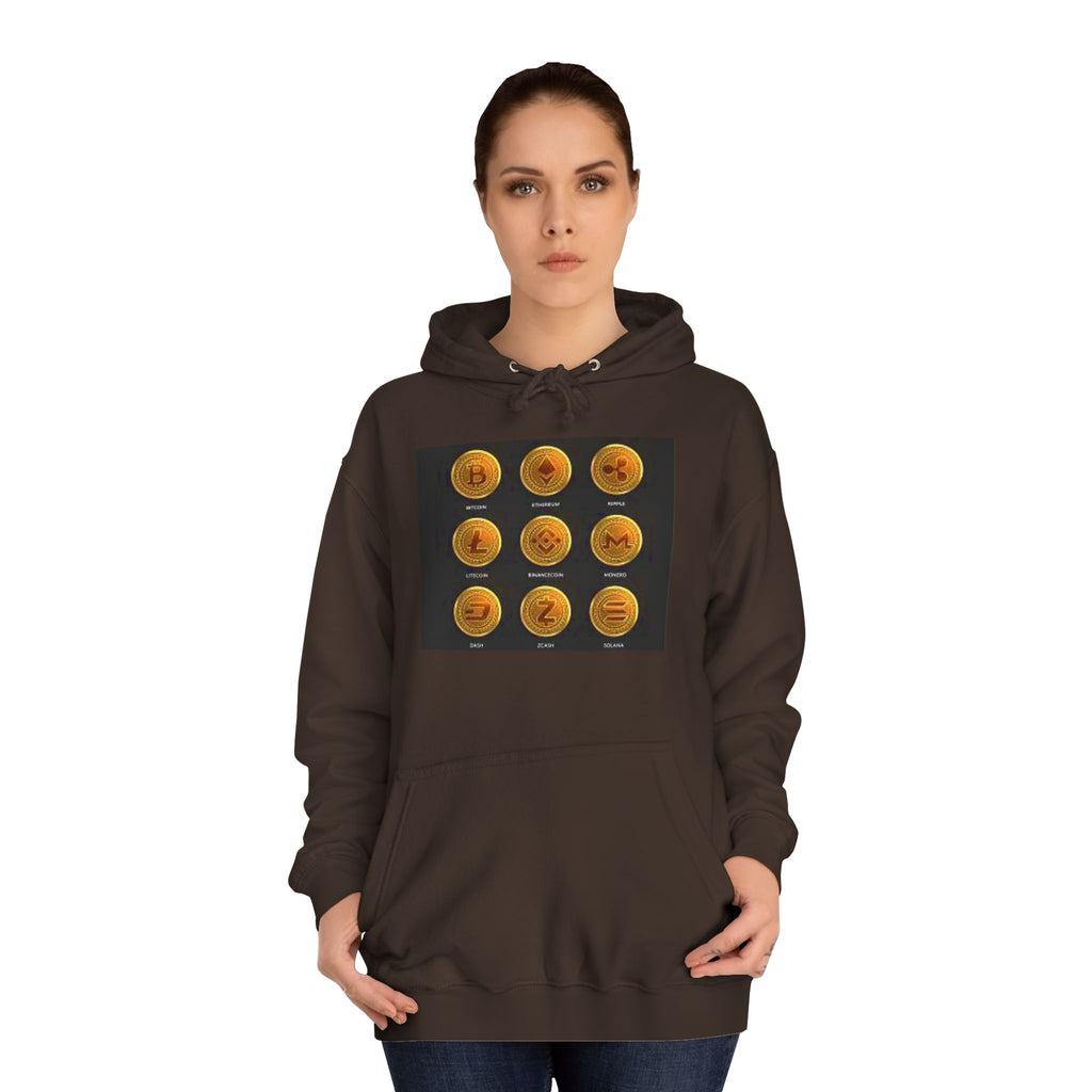 Crypto Coin Icons Hoodie | Bitcoin Ethereum Litecoin Ripple Doge Zcash Monero