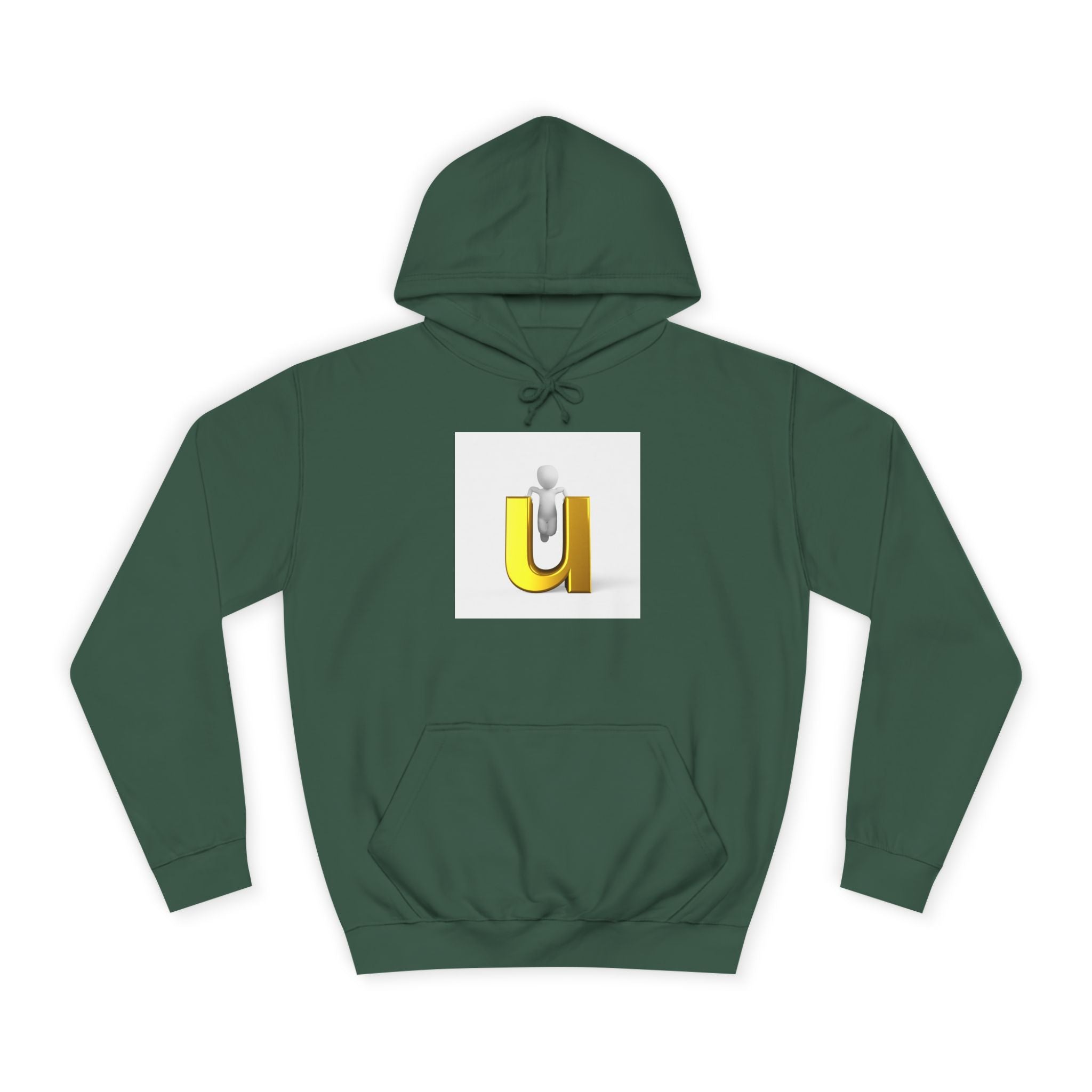 Sweat à capuche lettre U dorée en 3D | Sweat-shirt initial minimaliste
