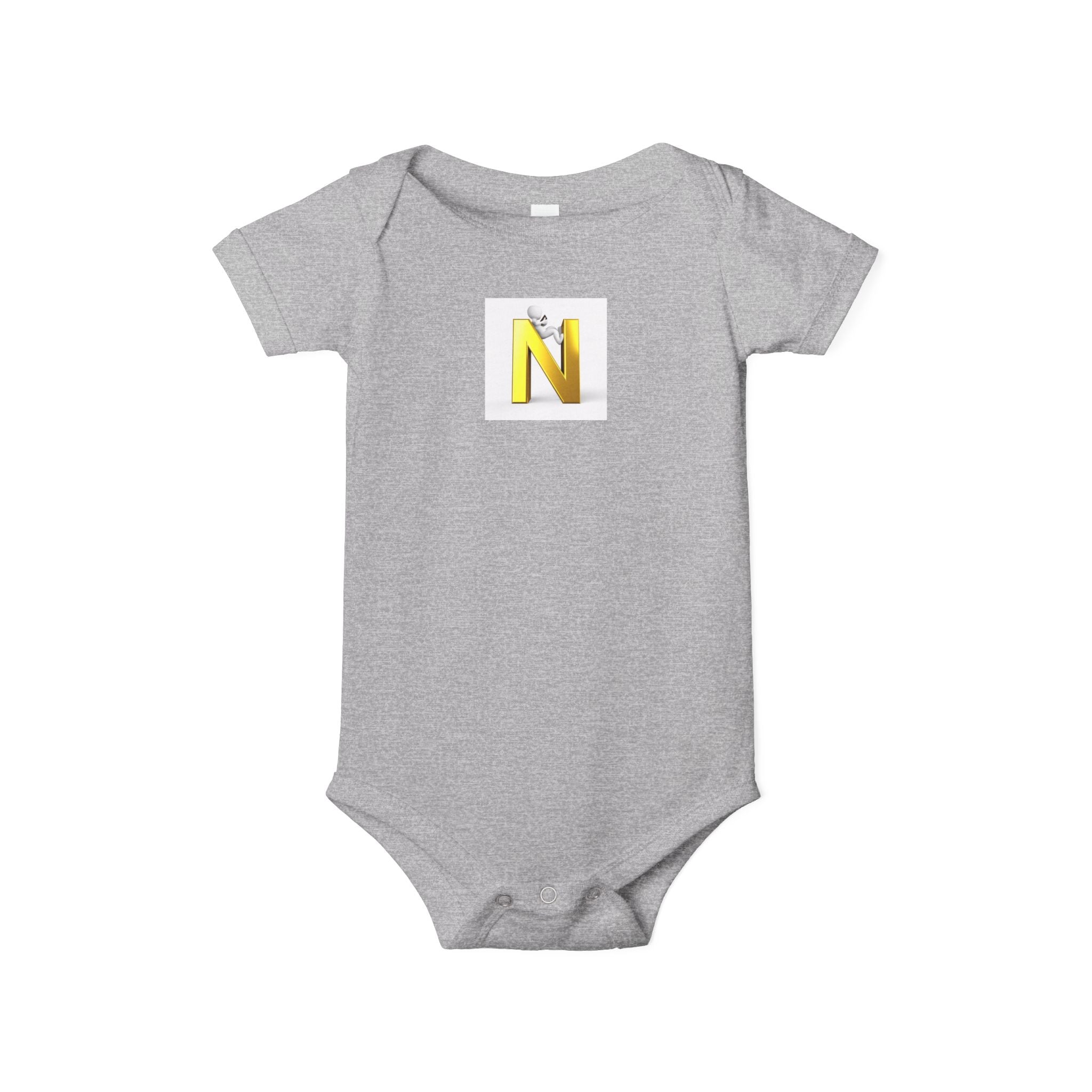 Yellow Letter N Monogram Infant Onesie | Baby Initial Jersey