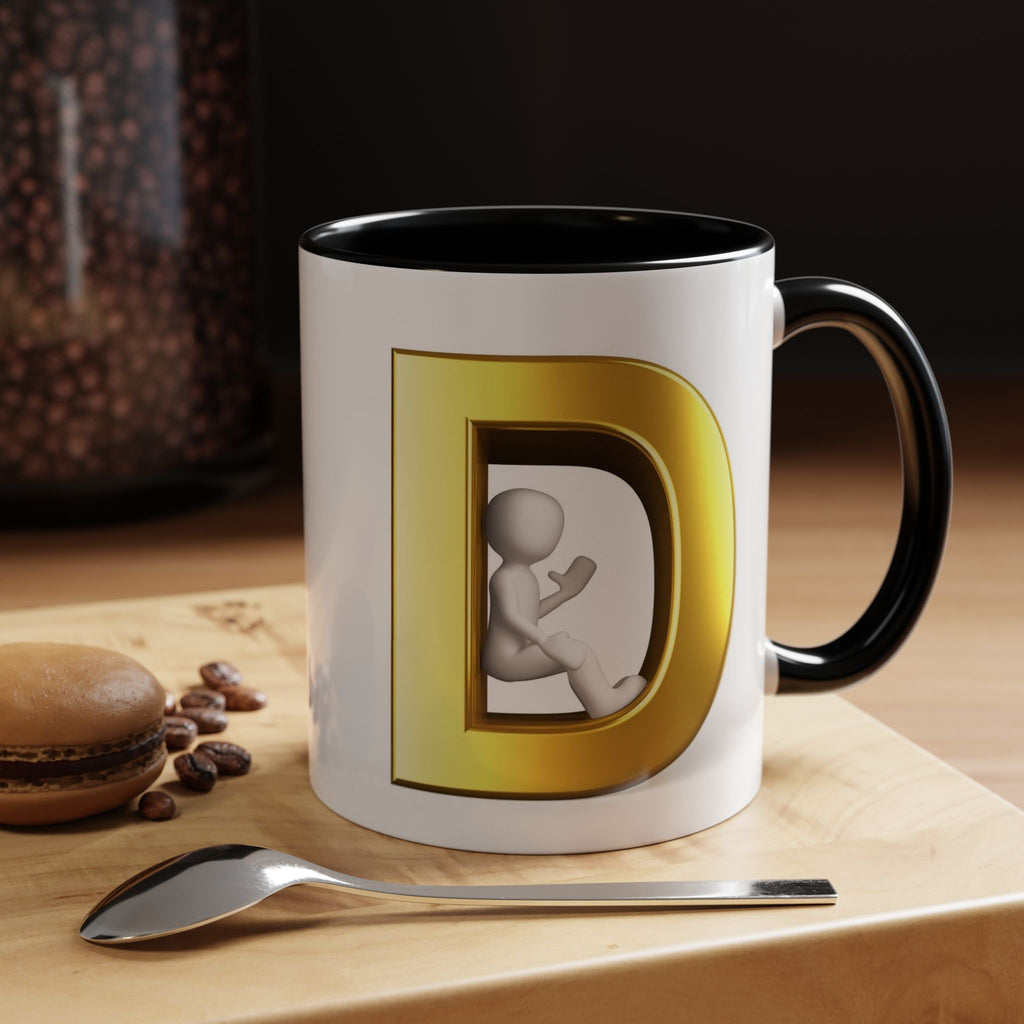 Goldbuchstabe D Monogramm-Tasse | Akzent-Kaffeetasse