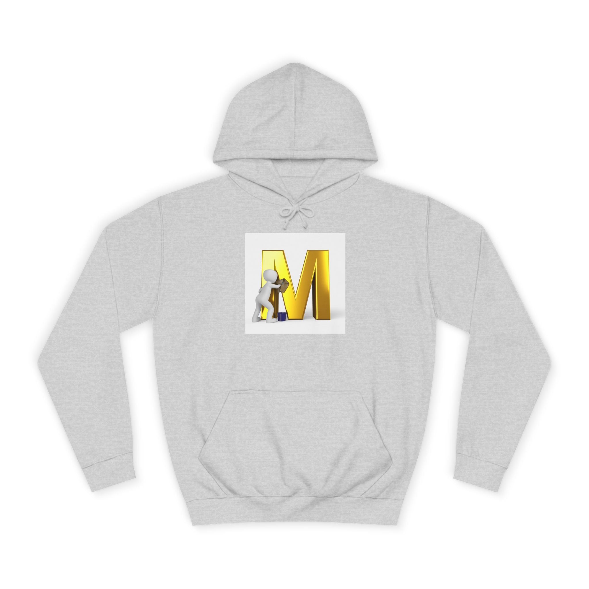 Gold Letter M with Figure Hoodie | Monogram Initial M Sweatshirt