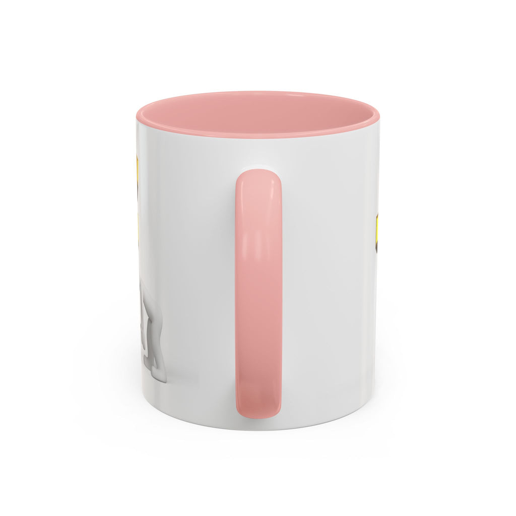 3D Tiny Figure Leaning on Gold Letter F Mug | Accent Coffee Mug