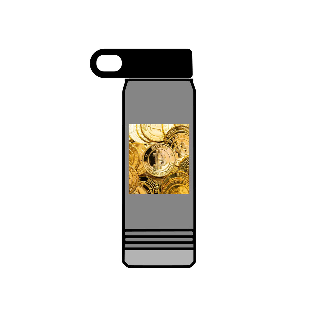 Gold Bitcoin Coin Pattern Water Bottle | Crypto Cryptocurrency Design