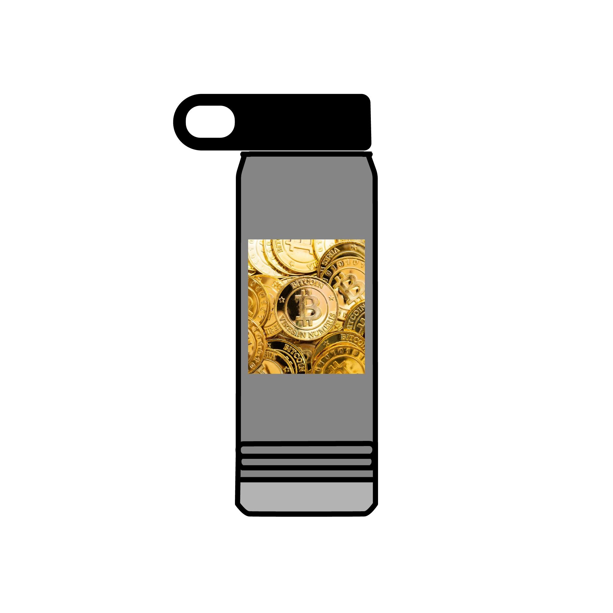 Gold Bitcoin Coin Pattern Water Bottle | Crypto Cryptocurrency Design