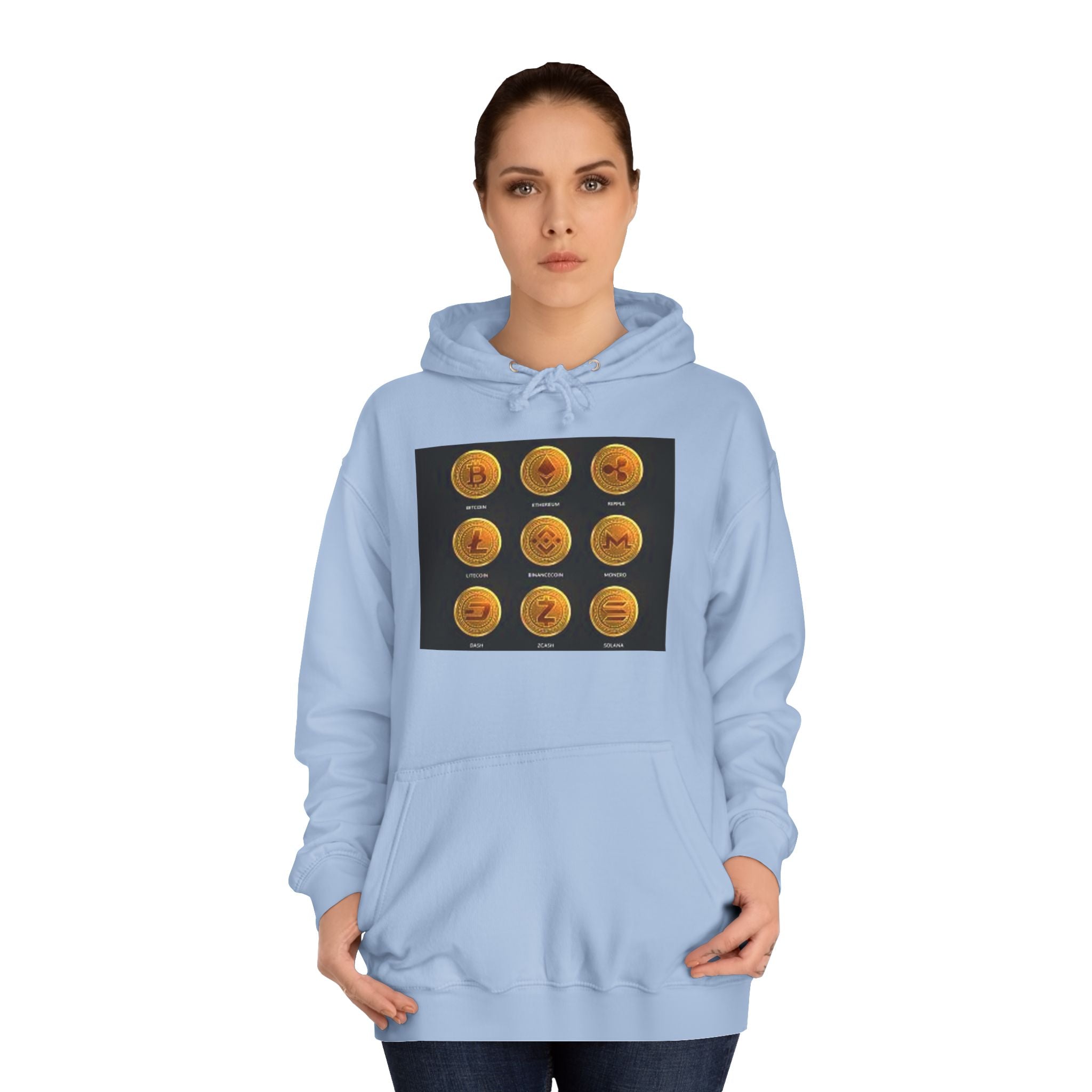 Crypto Coin Icons Hoodie | Bitcoin Ethereum Litecoin Ripple Doge Zcash Monero
