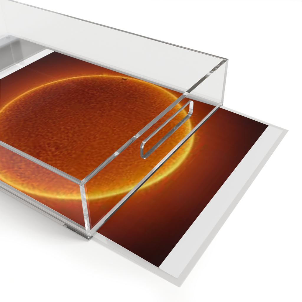 Solar Sun Illustration Acrylic Serving Tray | Orange Sunburst Design