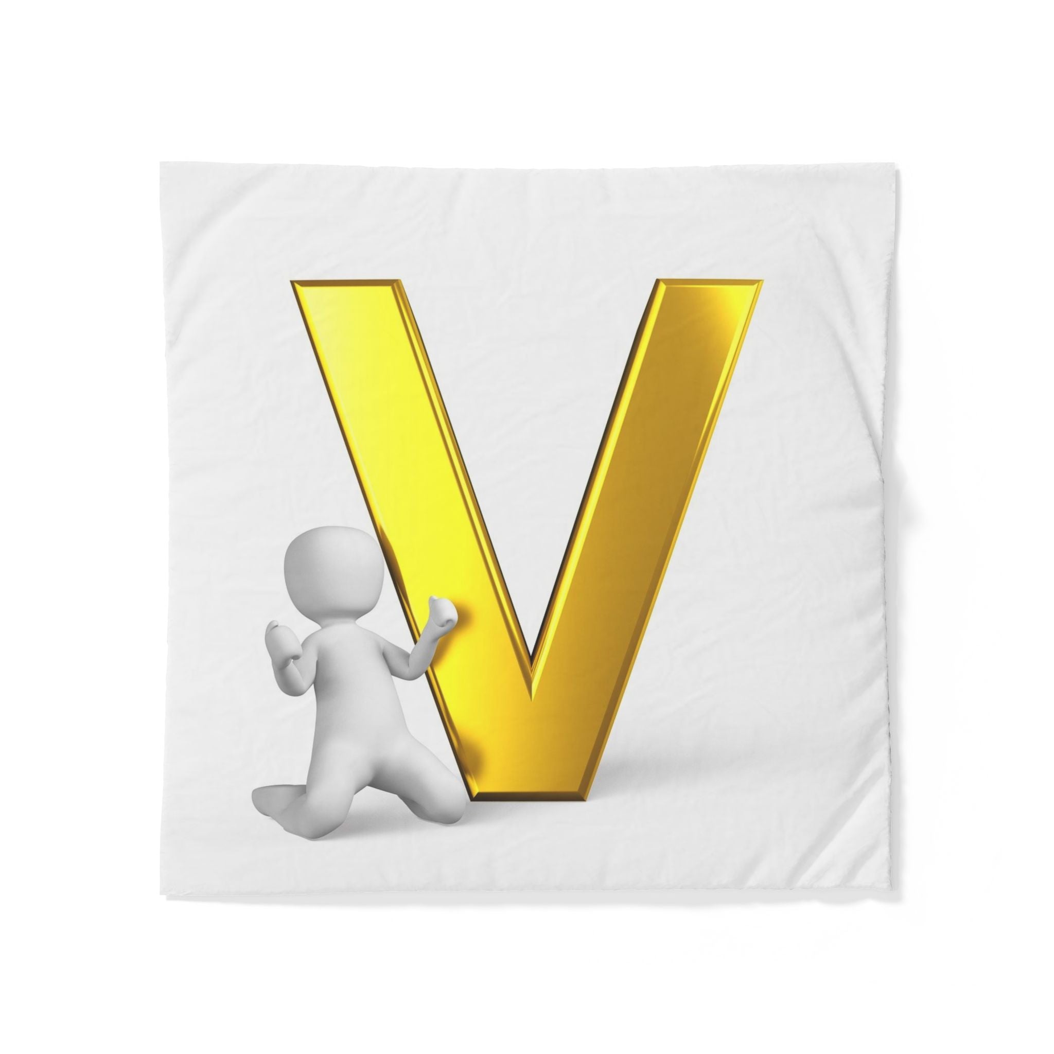 Gold Letter V duvet cover | Monogram initial alphabet bedding