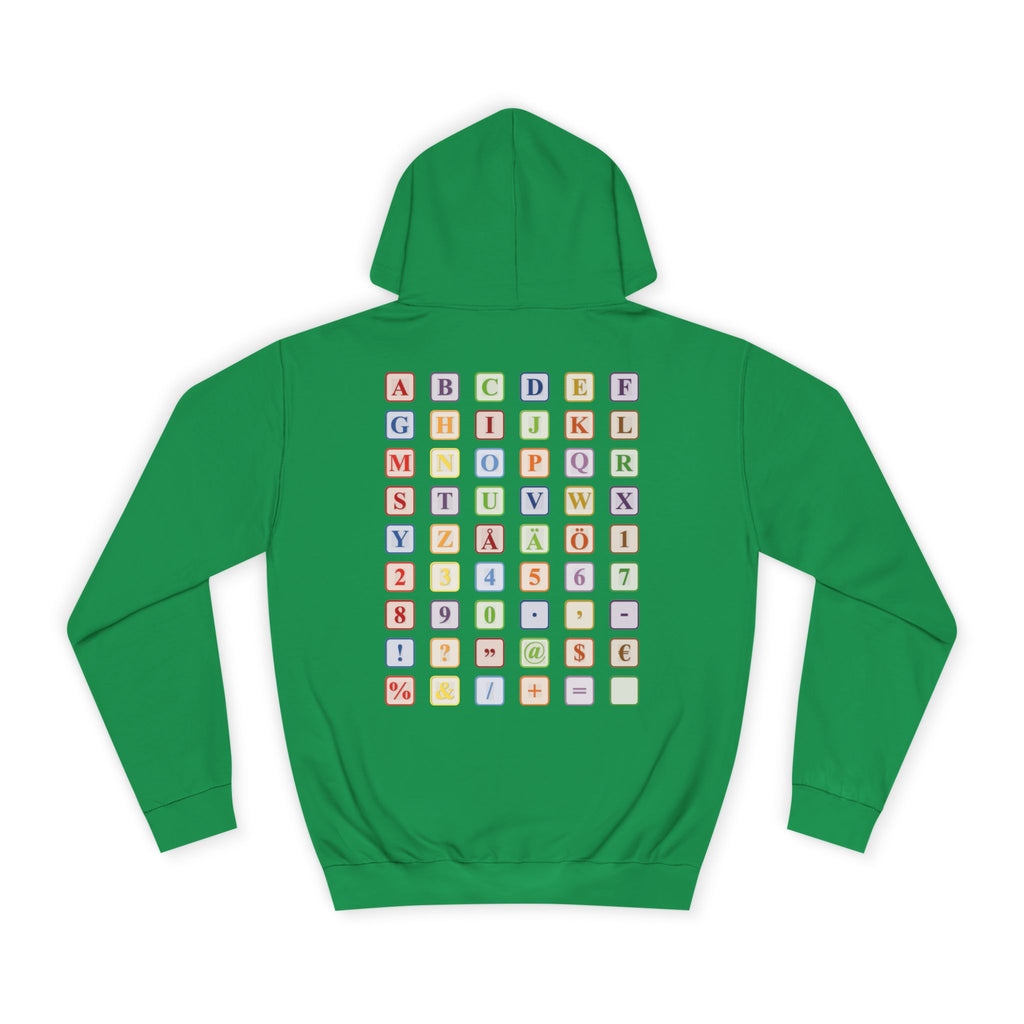 Alphabet Blocks Hoodie | Colorful Letter Grid, Back & Front Print