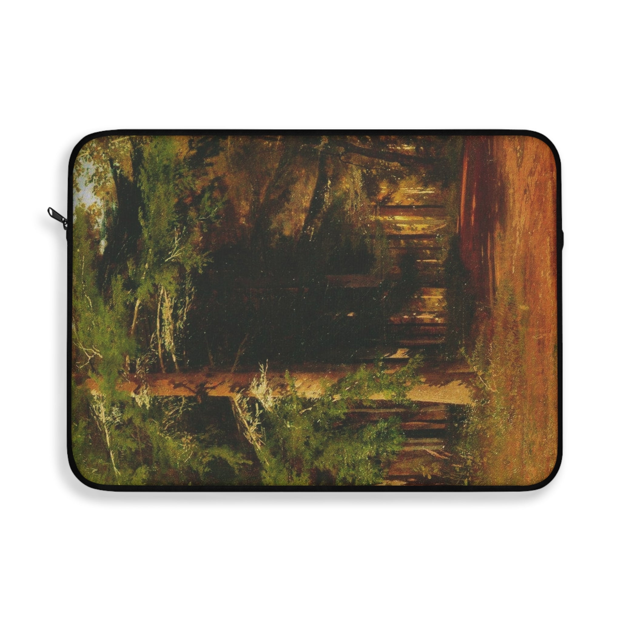 Housse d'ordinateur portable motif chemin de forêt | Art paysager d'arbres des bois