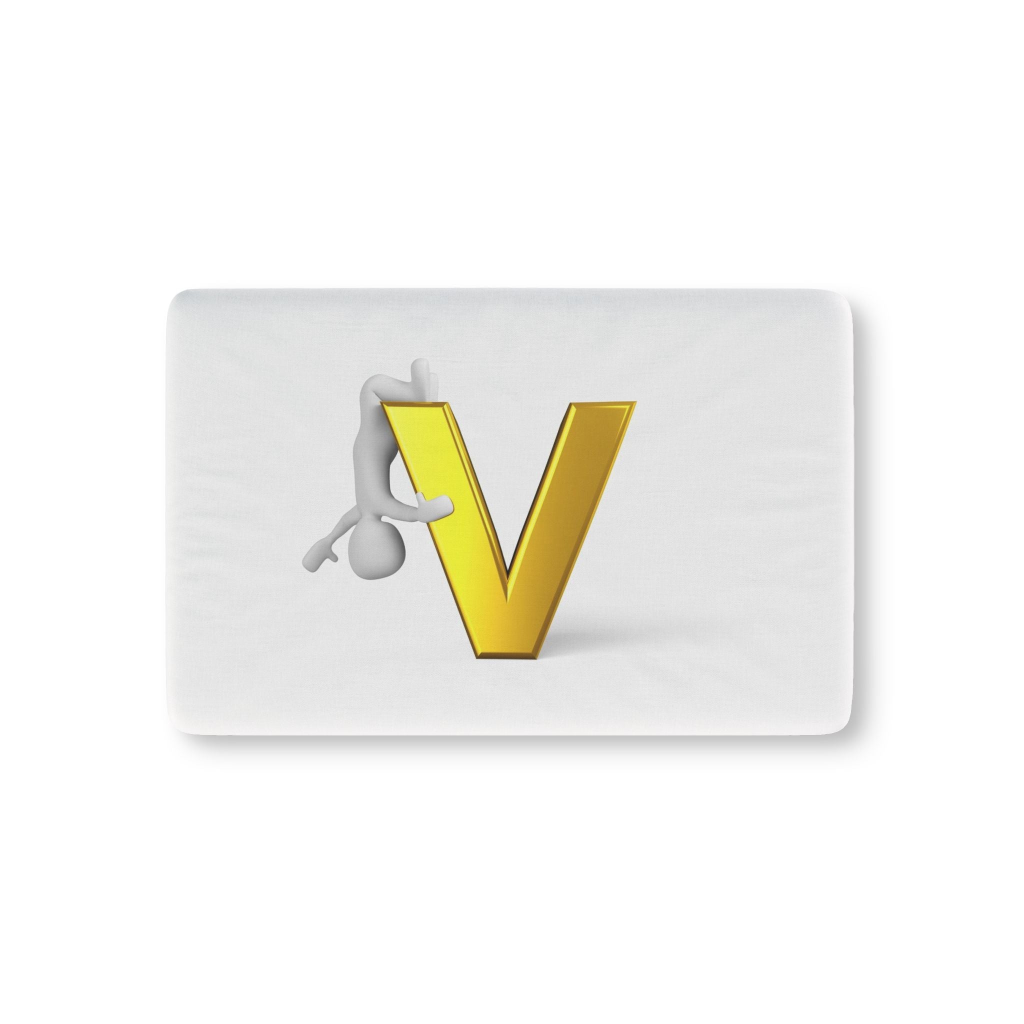 Gold Letter V with Hanging Figure Baby Fitted Crib Sheet
