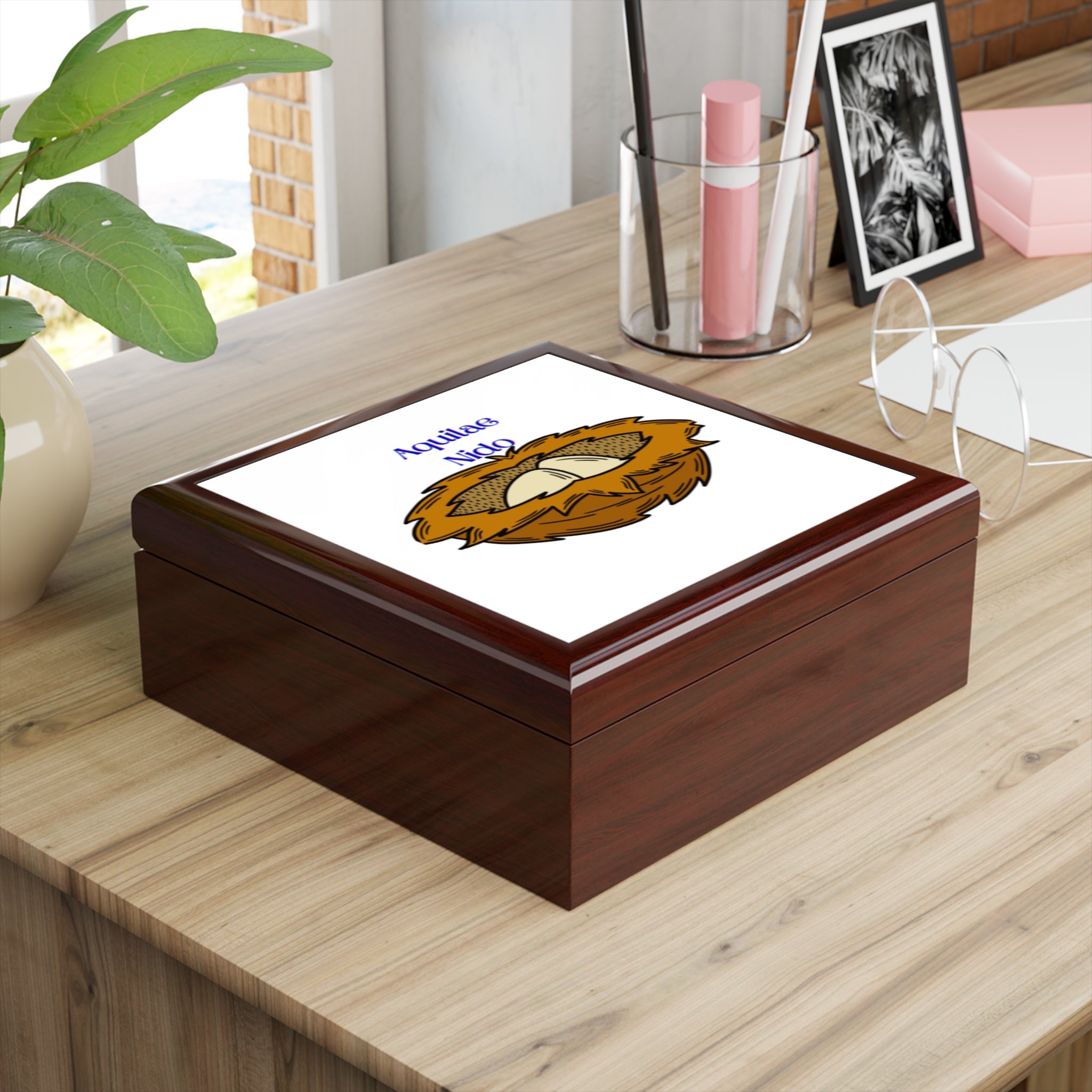 Bird Nest Illustration Jewelry Box | Illustrated Nest Trinket Box