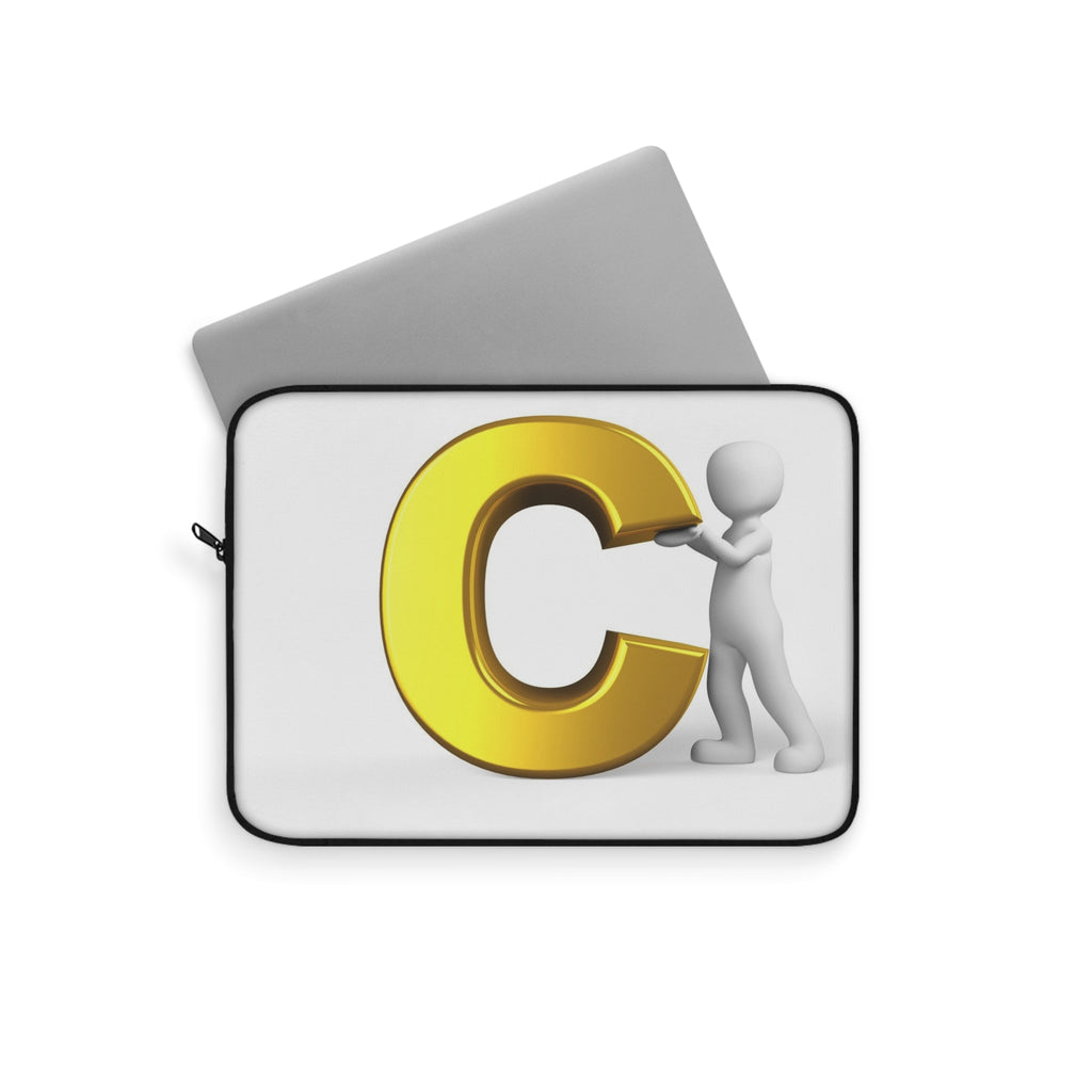 Gold Letter C Illustration Laptop Sleeve | Initial Monogram