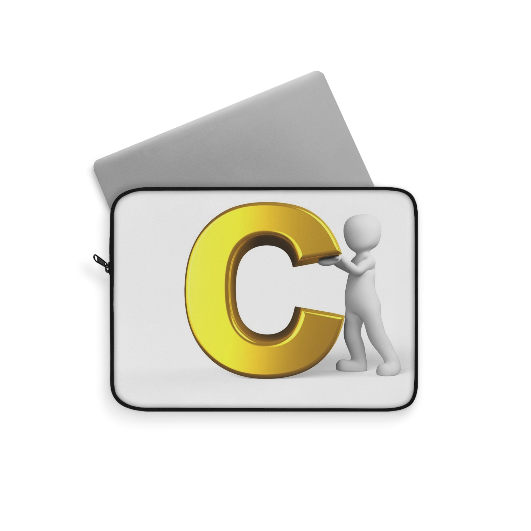 Gold Letter C Illustration Laptop Sleeve | Initial Monogram