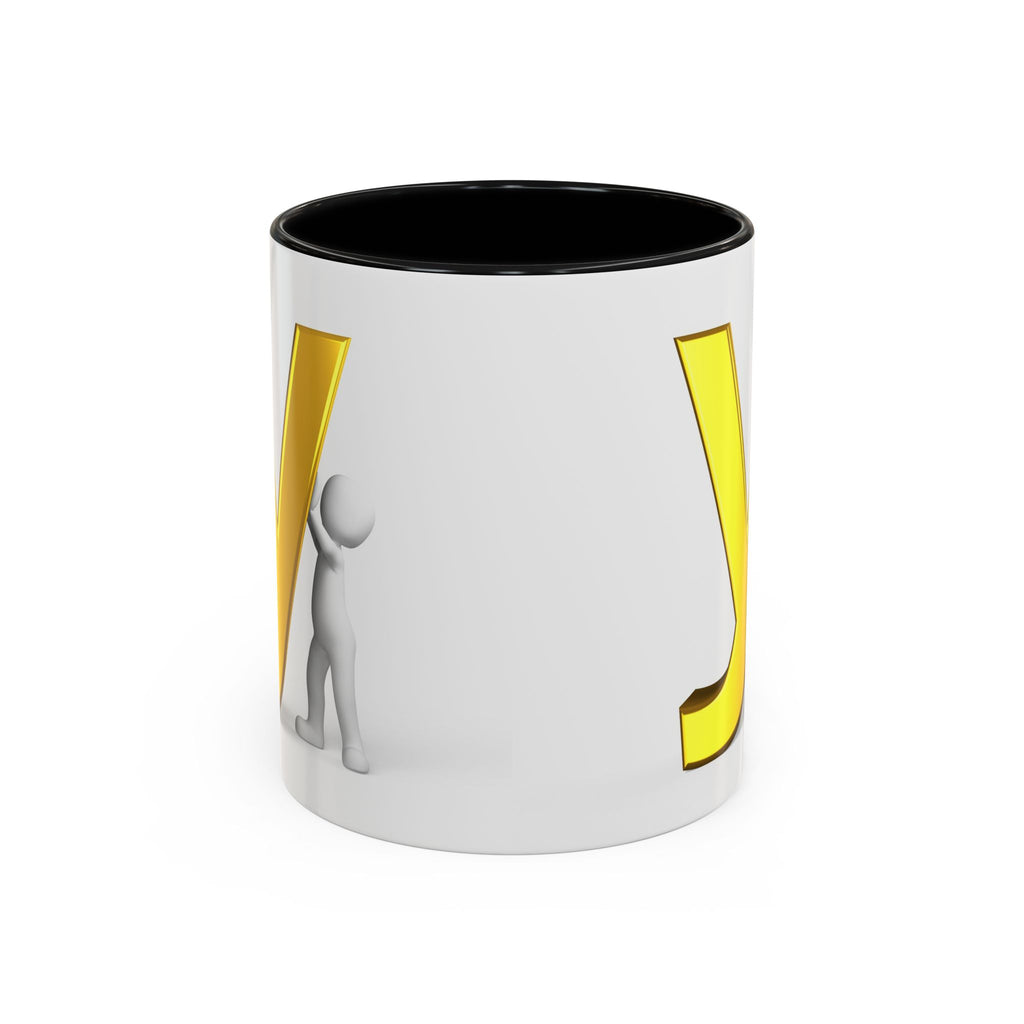 Goldener Buchstabe Y mit 3D-Figur Akzent Kaffeetasse | Initialen Monogramm