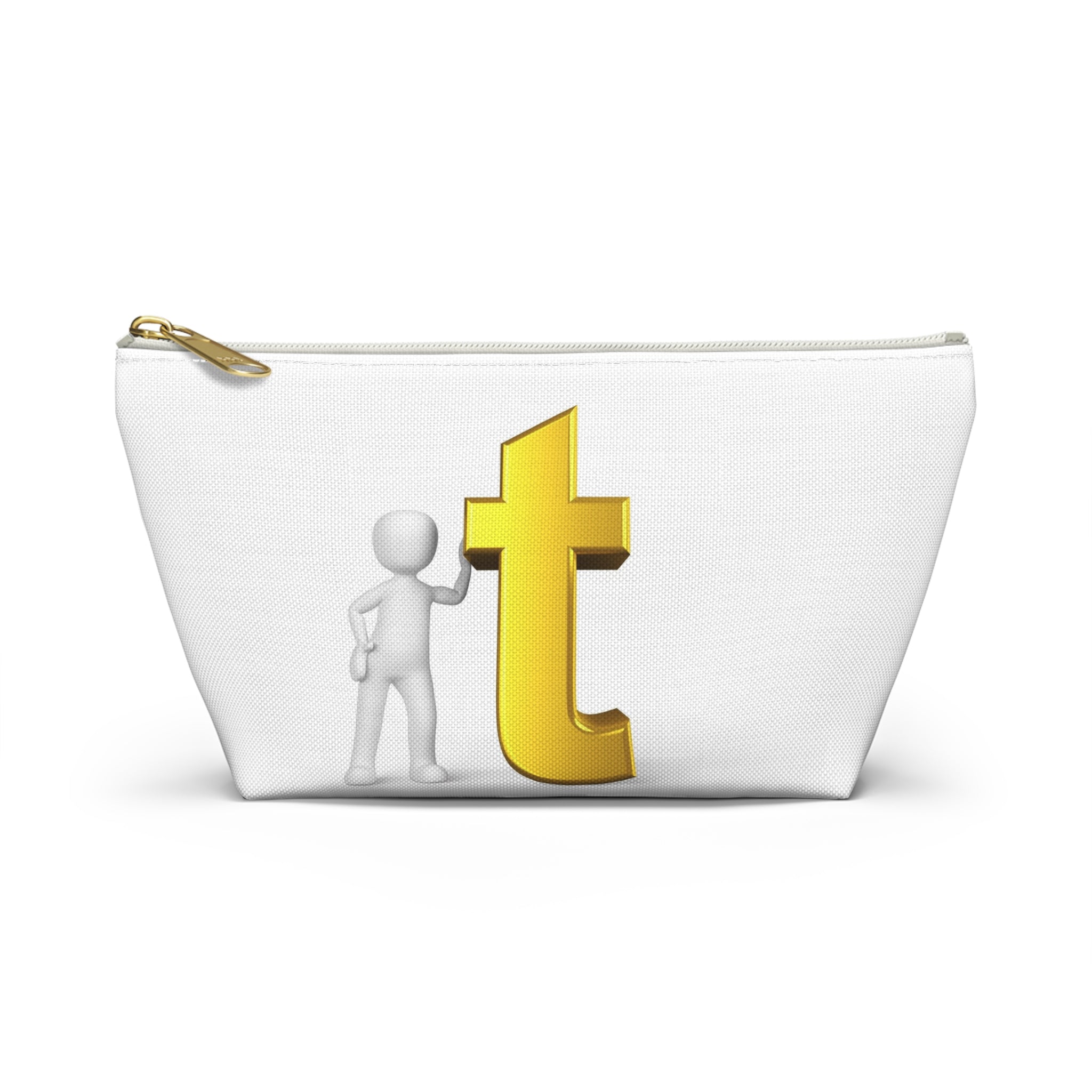Gold Letter T Monogram Accessory Pouch | T-Bottom Makeup Bag