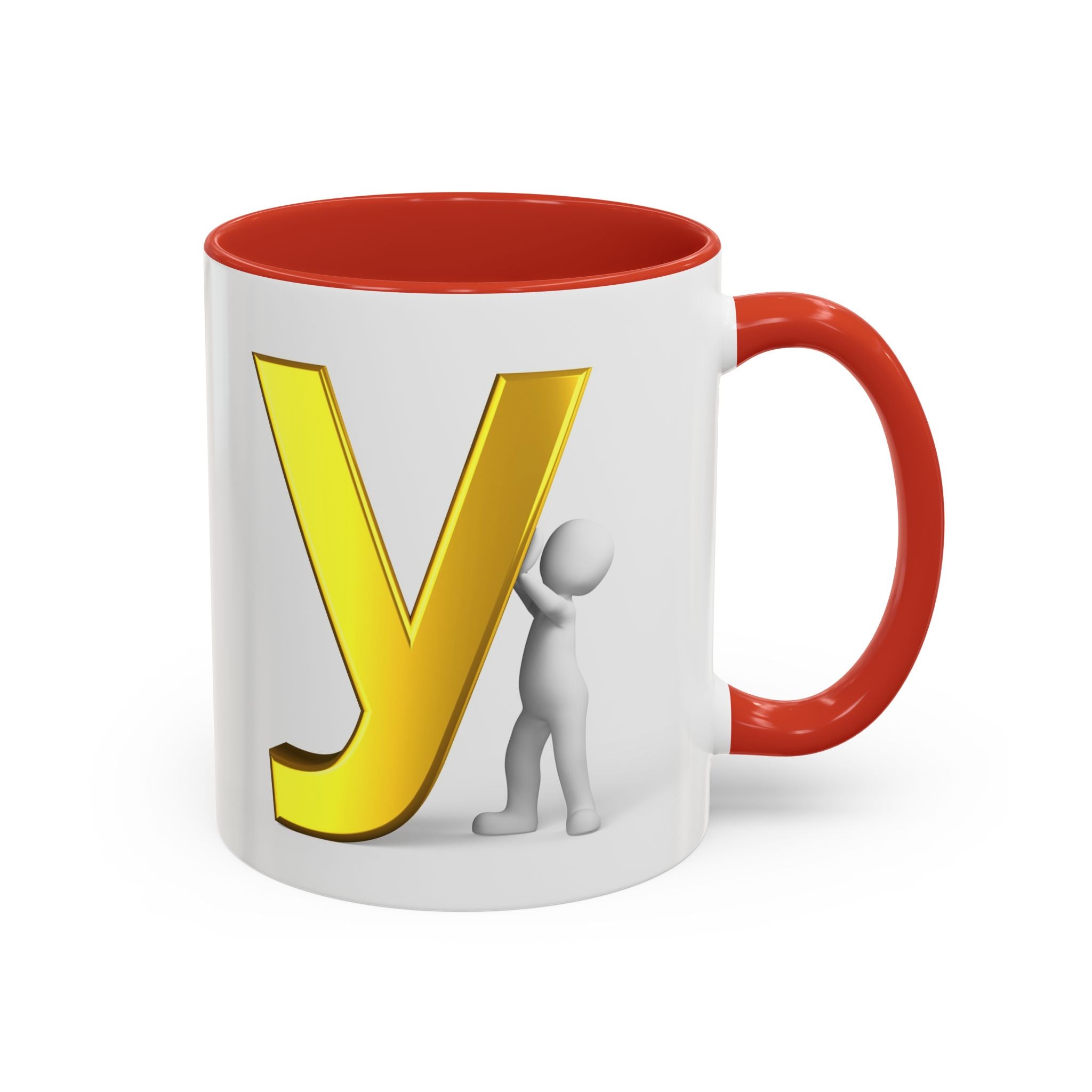 Goldener Buchstabe Y mit 3D-Figur Akzent Kaffeetasse | Initialen Monogramm
