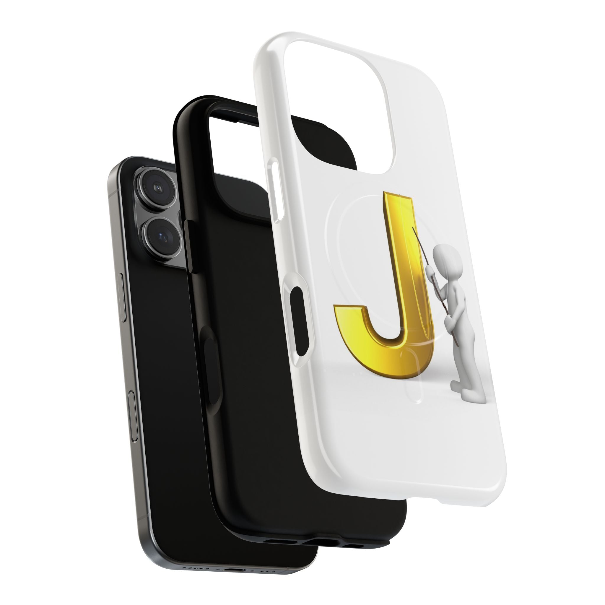 Gold Letter J with Painter Figure Phone Case | Tough Magnetic Case