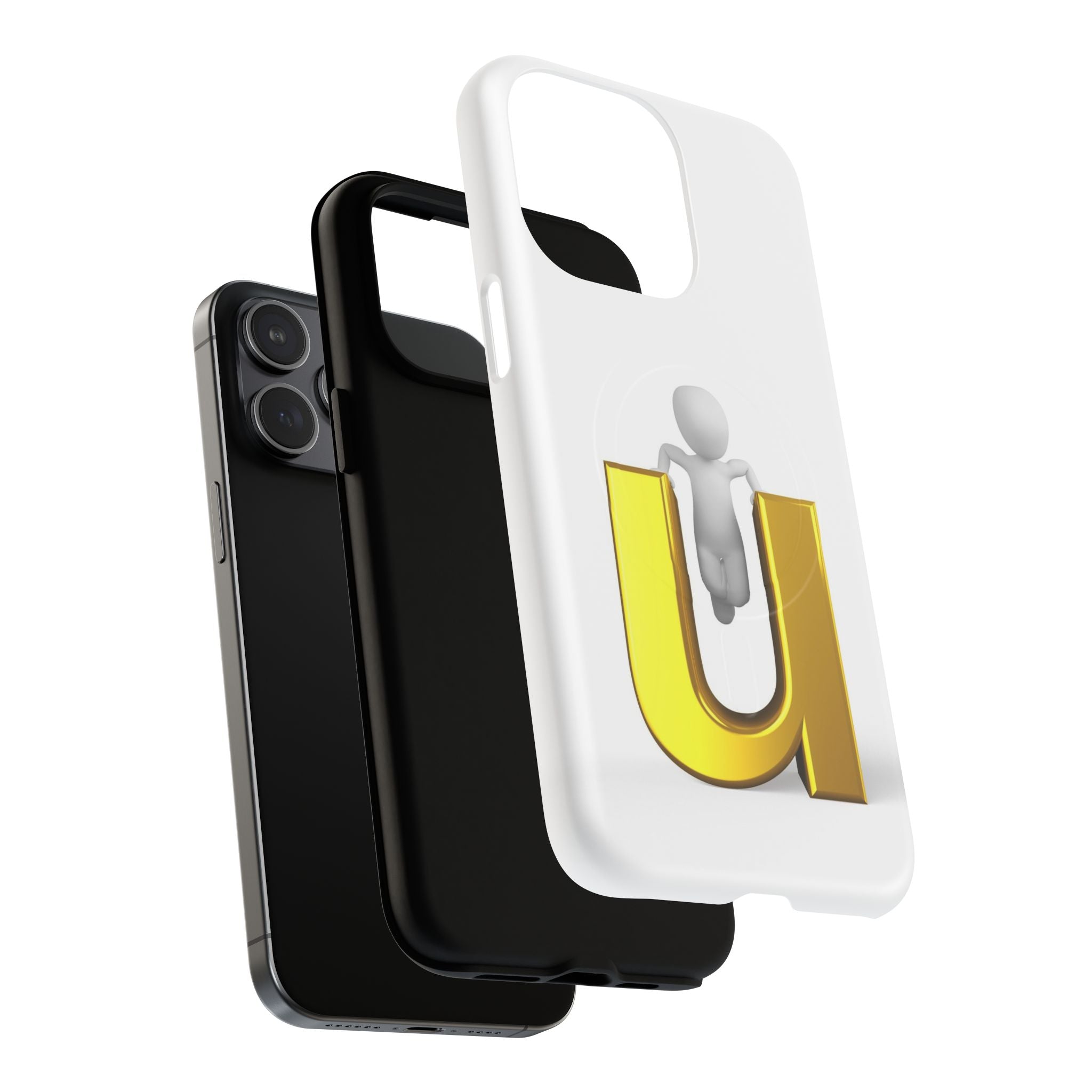 3D Person with Gold Letter U phone case | Tough Magnetic Case