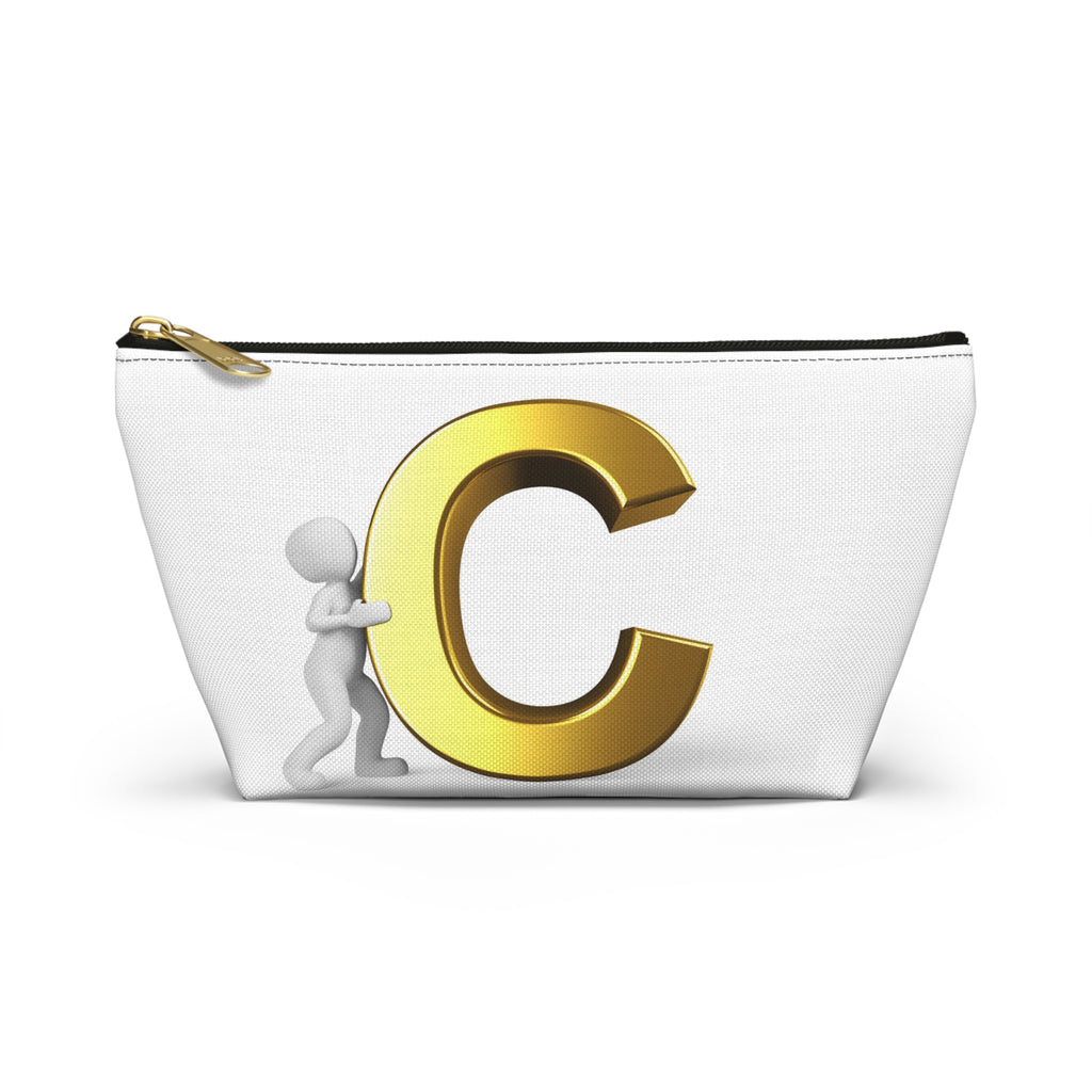 Gold Letter C Monogram Accessory Pouch | Initial Cosmetic Bag