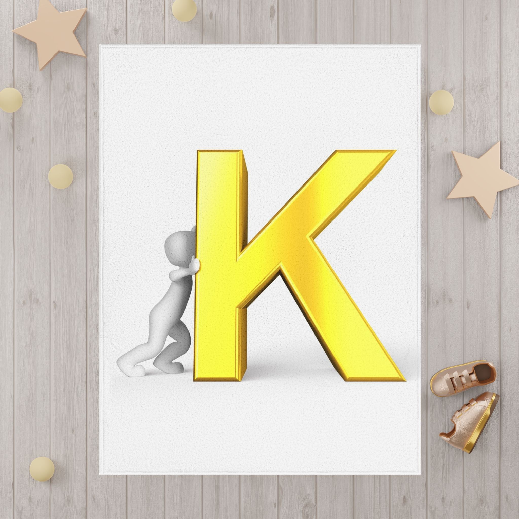 Gold Letter K toddler blanket | Monogram Initial K blanket