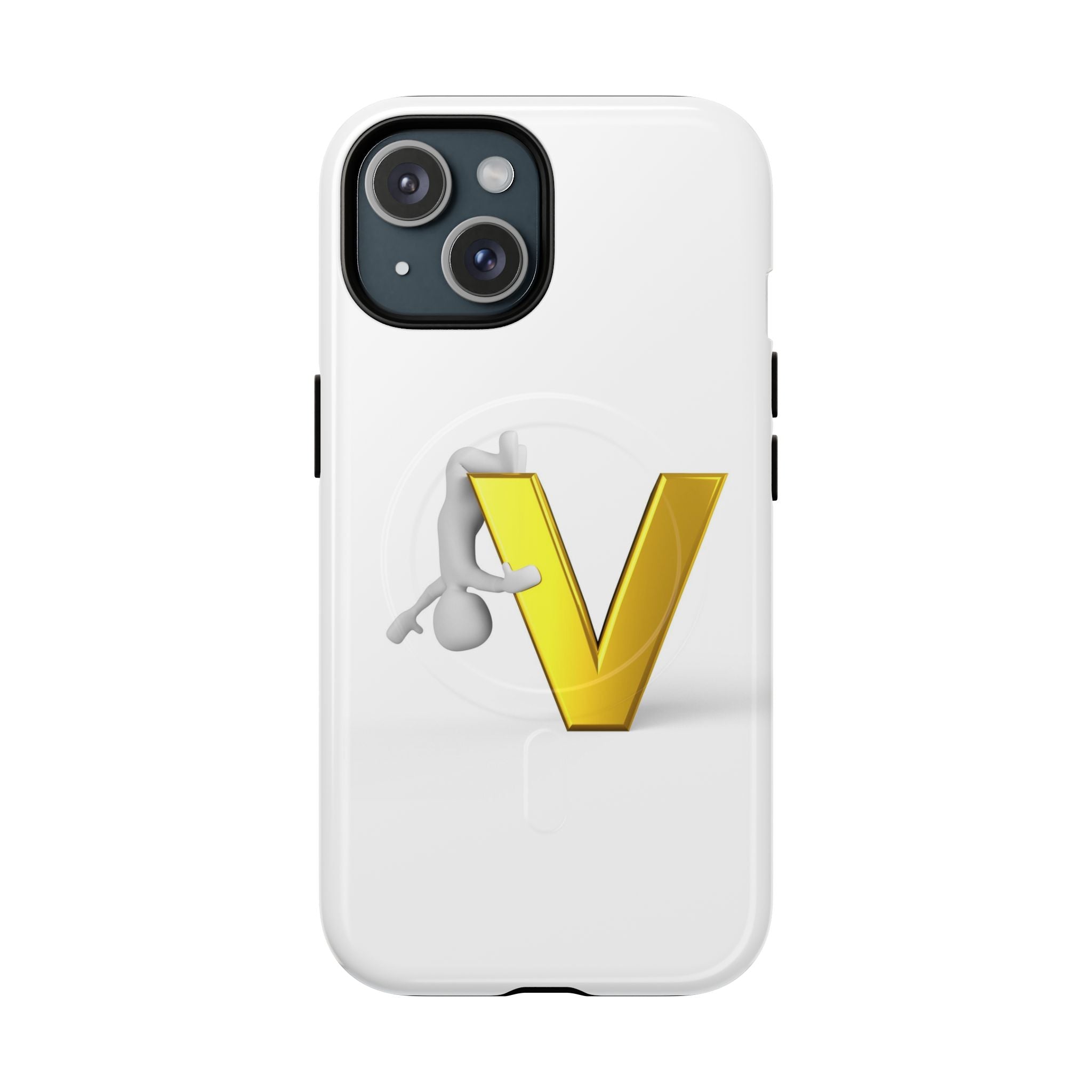 Coque de téléphone aimantée résistante 3D lettre V jaune | Coque iPhone Monogramme V