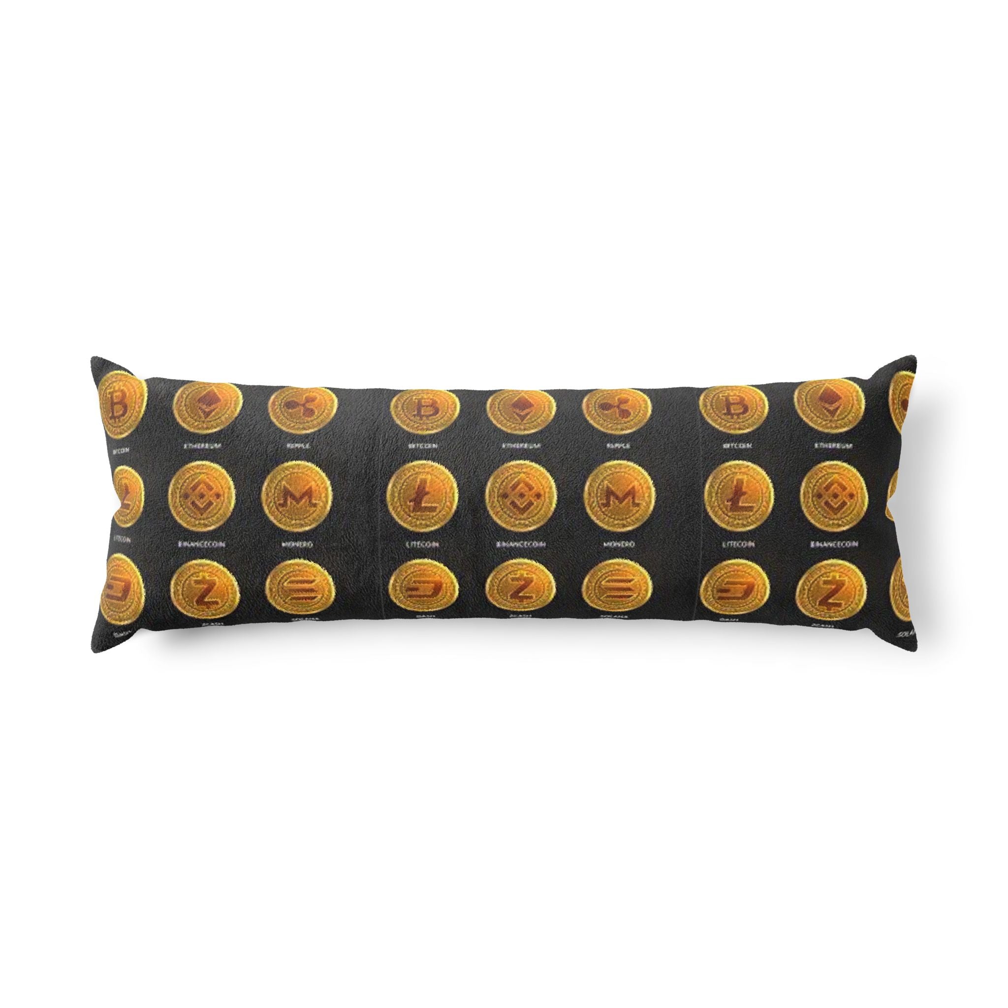 Cryptocurrency Coin Pattern Body Pillow | Bitcoin Ethereum Litecoin Decor