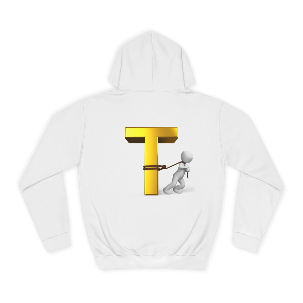 Letter T Mascot Pulling Block T Hoodie | Monogram Initial T Sweatshirt