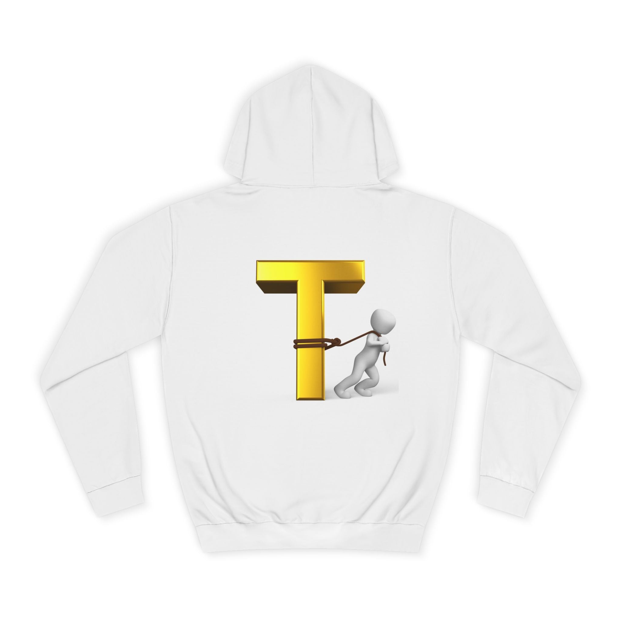 Letter T Mascot Pulling Block T Hoodie | Monogram Initial T Sweatshirt