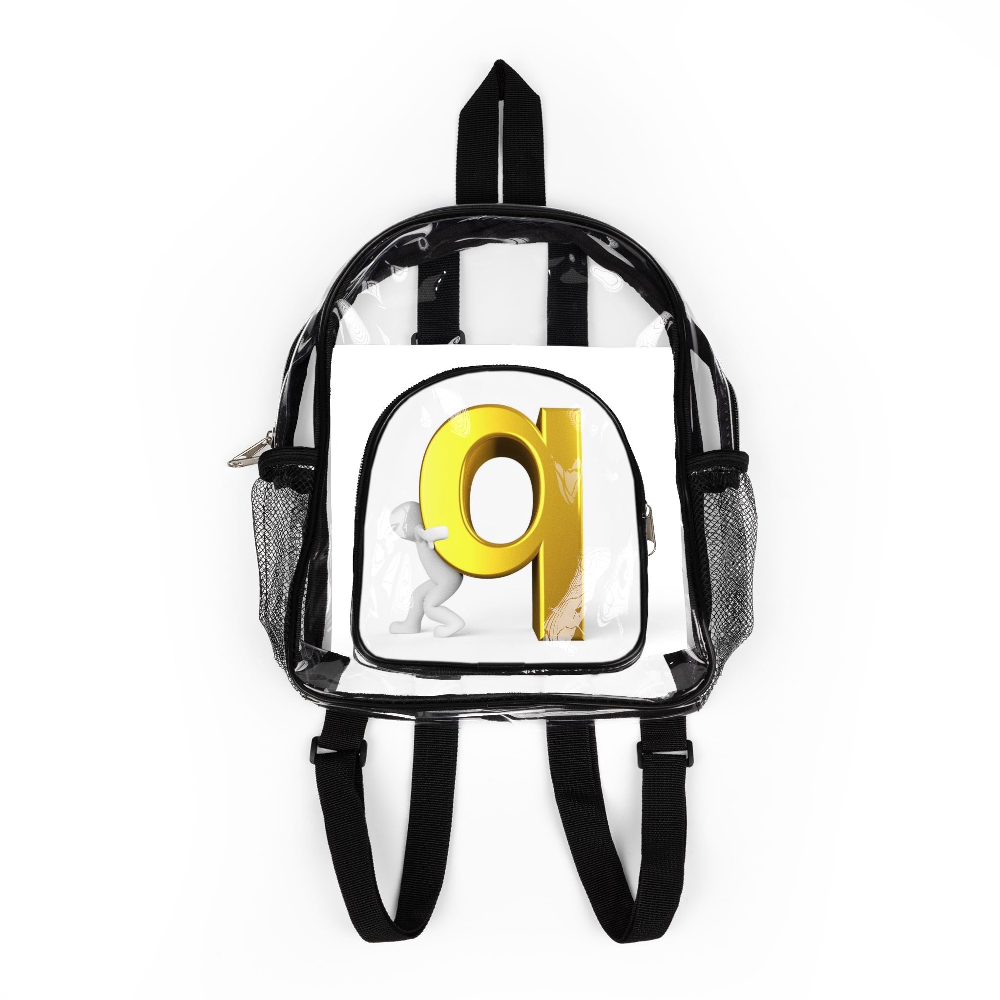 Gold Letter Q Clear Stadium Backpack | Transparent School Bag