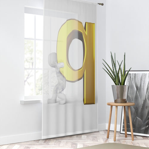 Rideau lettre Q dorée 3D | Rideau de fenêtre, décoration d'intérieur alphabet