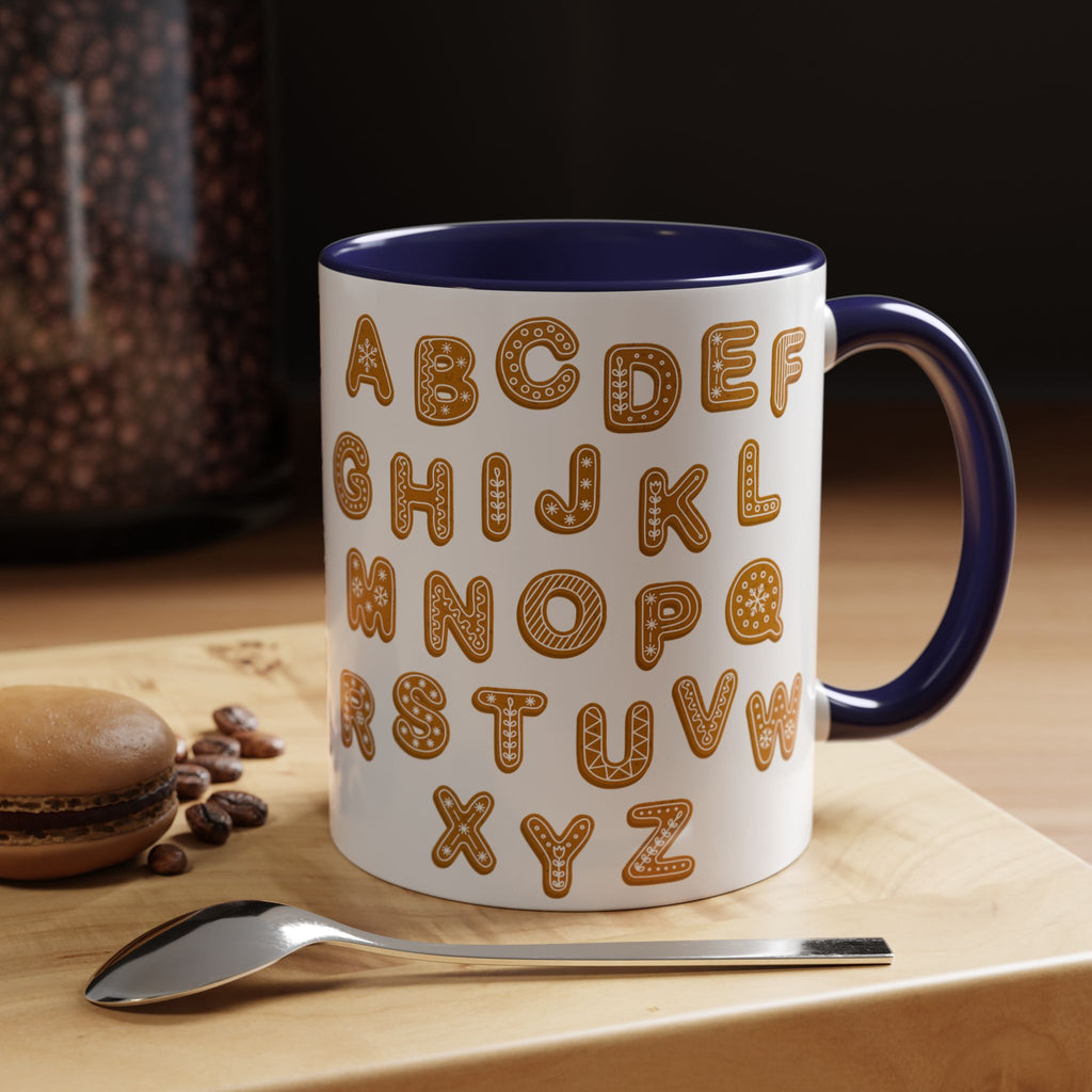 Lebkuchen-Alphabet-Tasse Akzent-Kaffeetasse | Keksbuchstaben-Muster