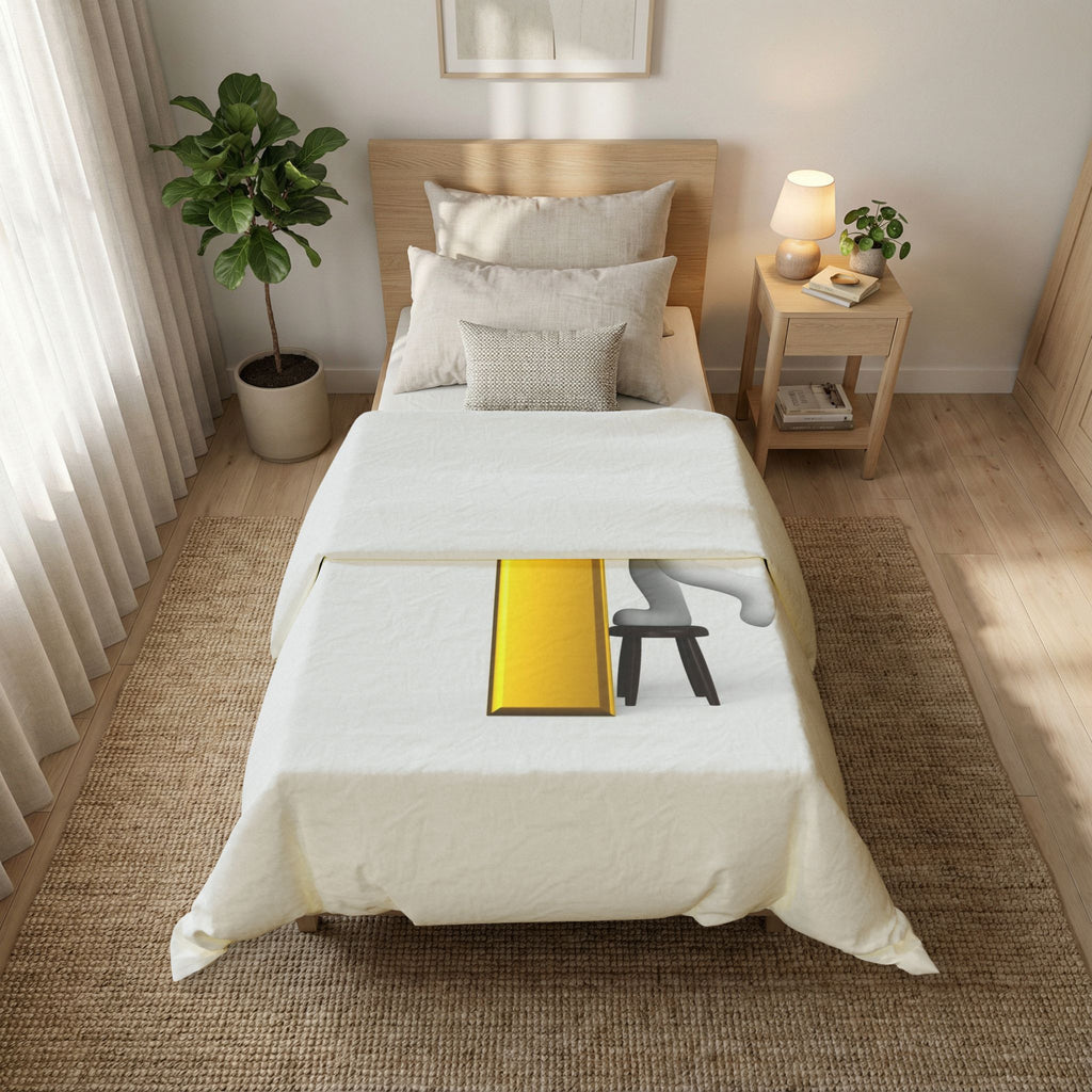 3D Character Stacking Gold Letter i Duvet Cover