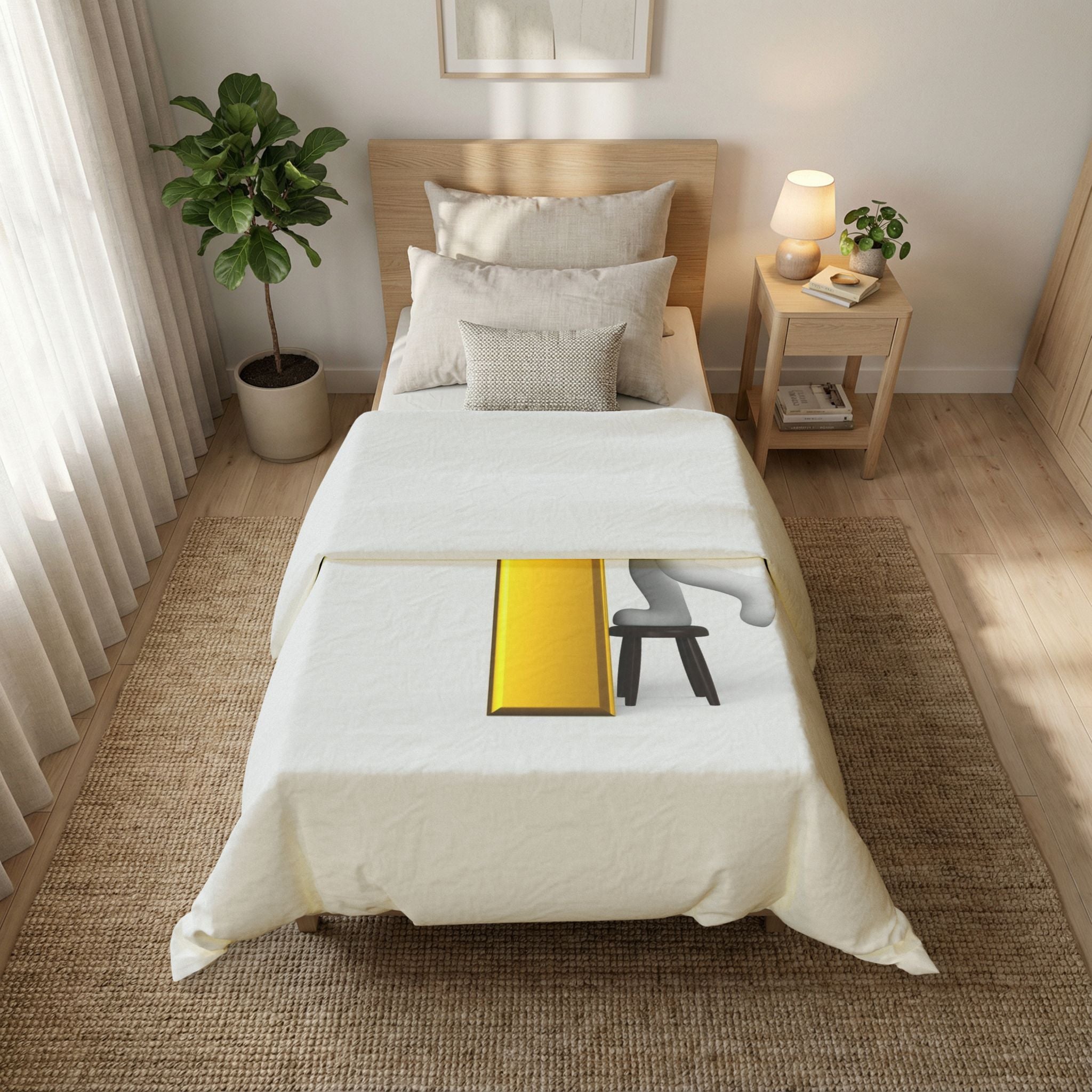 3D Character Stacking Gold Letter i Duvet Cover