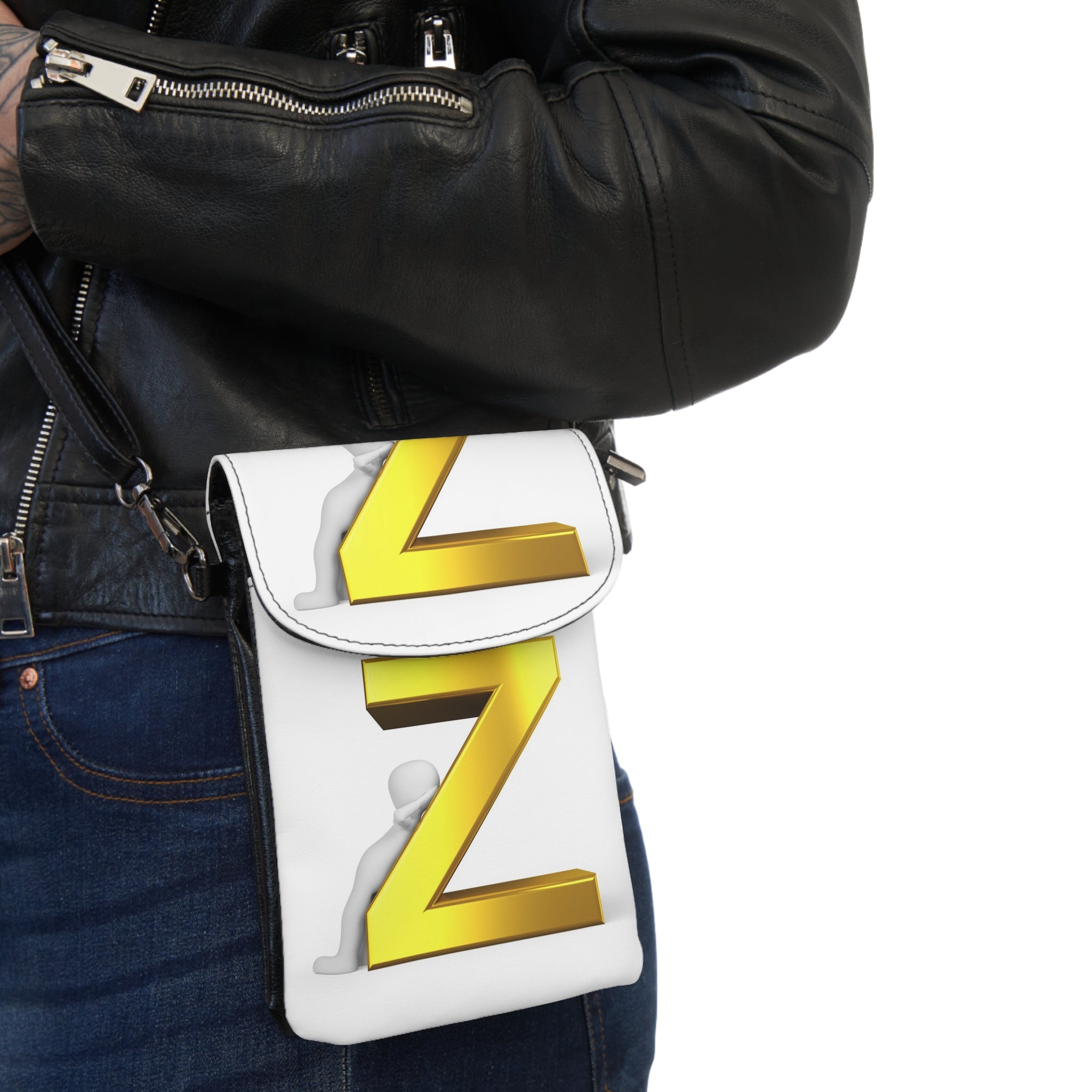 Gold 3D Letter Z Small Cell Phone Wallet | Crossbody Phone Pouch