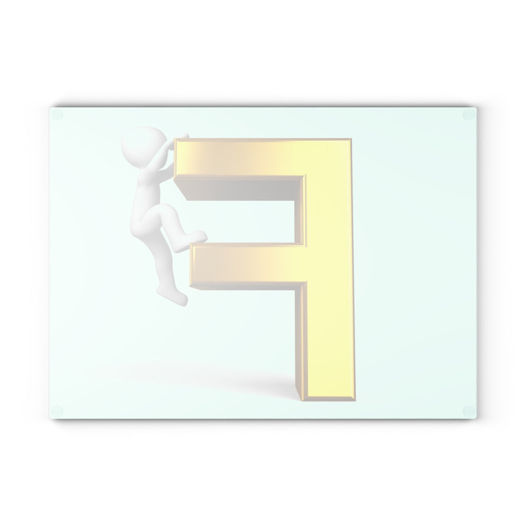 Gold 3D Letter F with Climber Glass Cutting Board | Alphabet Initial Kitchen Decor