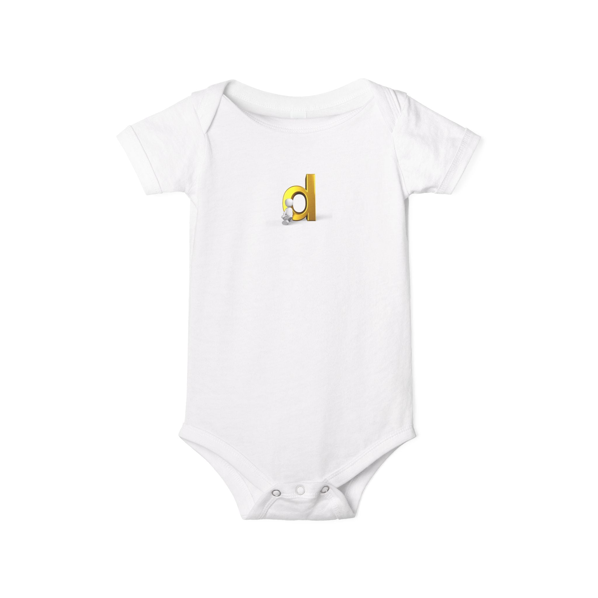 Body pour bébé lettre D | Combinaison jaune 3D initiale pour nourrisson