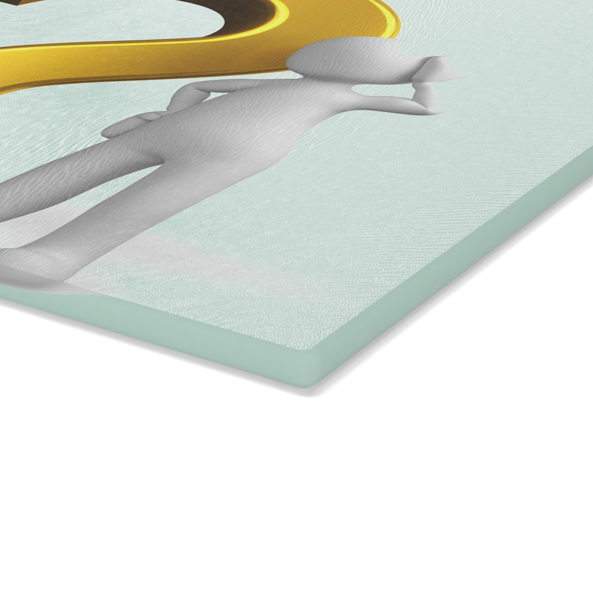 3D Gold Question Mark figure Glass Cutting Board | Decorative Kitchen Chopping Board